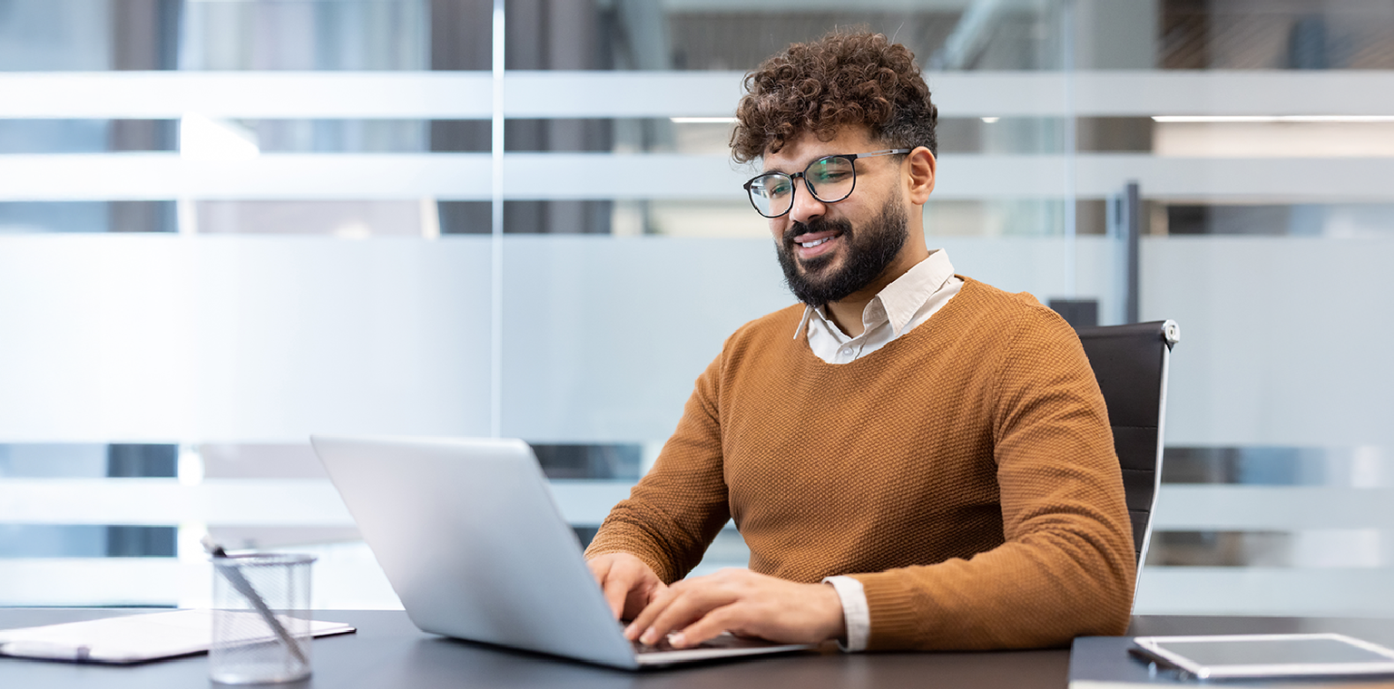 Professional working on a laptop