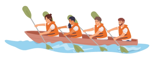 Canoe with people rowing