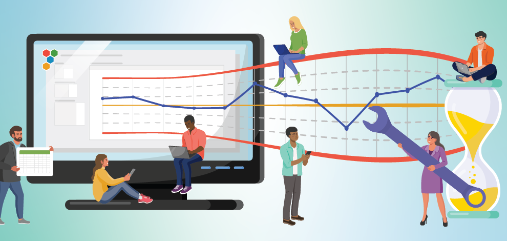 A team of process improvement professionals working with a control chart