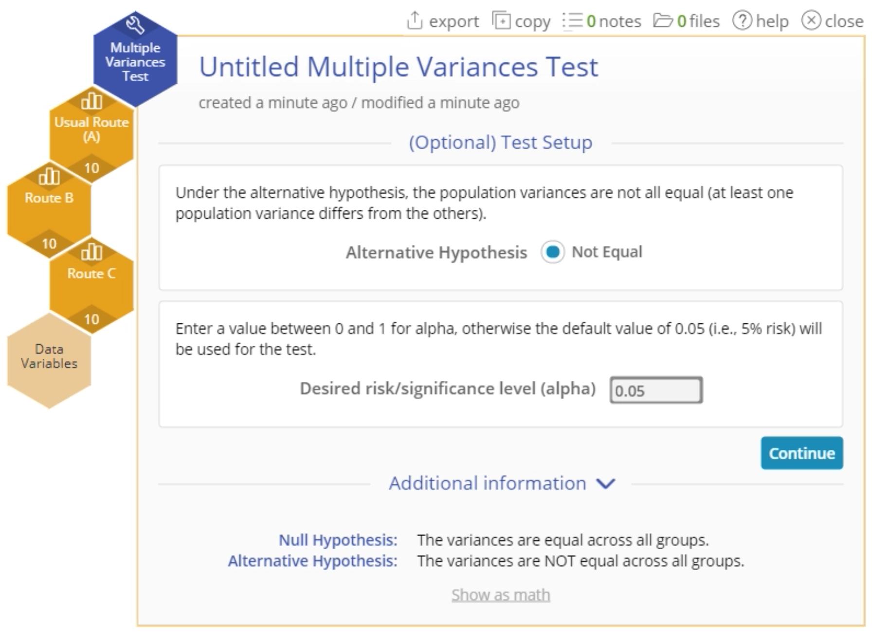 Multiple variances example setup