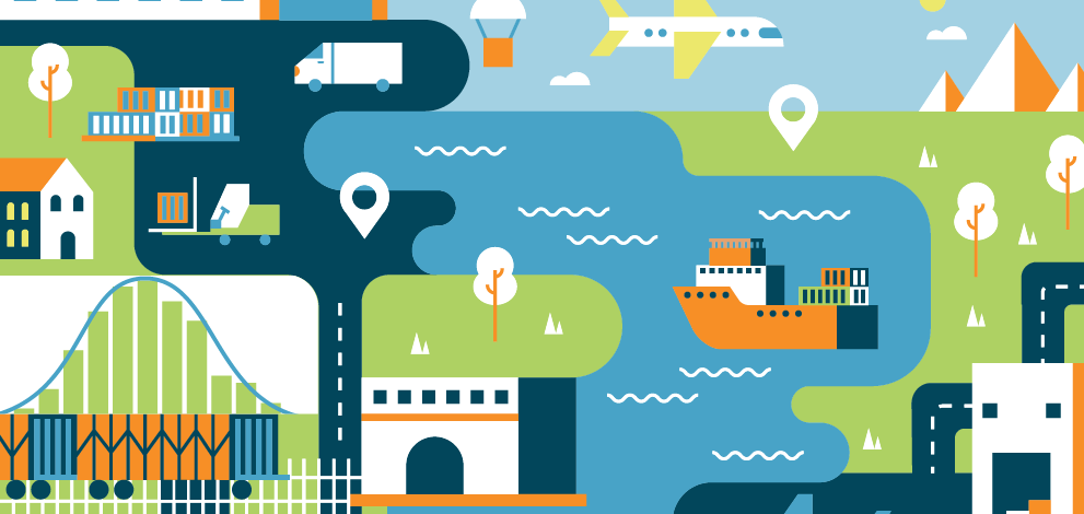 An abstract image of logistics and shipping with process capability