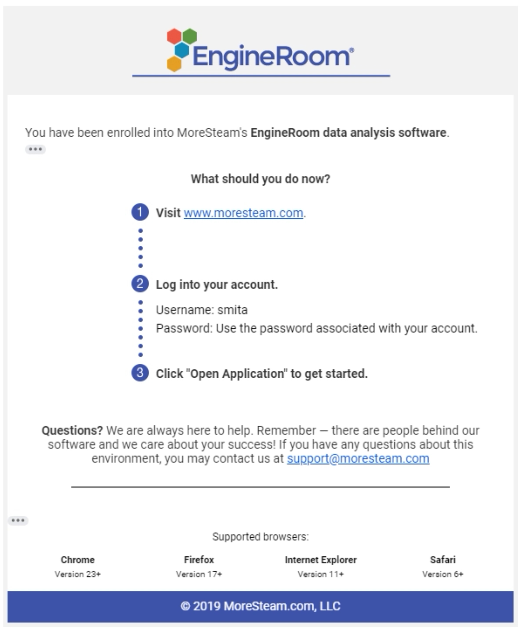 Welcome email sent to user after successfully signing up for EngineRoom
