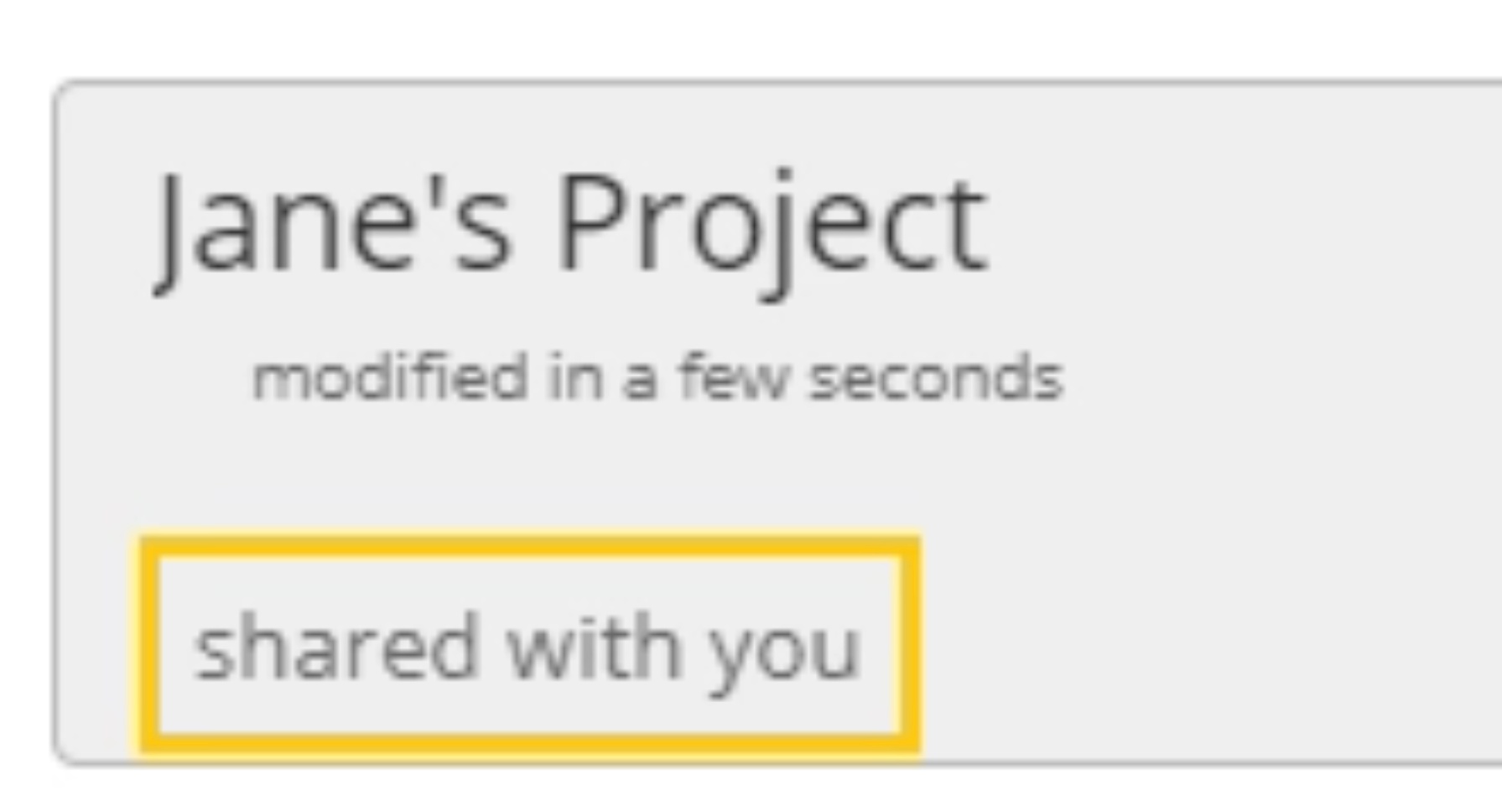 Screenshot of project thumbnail which has been shared with you.