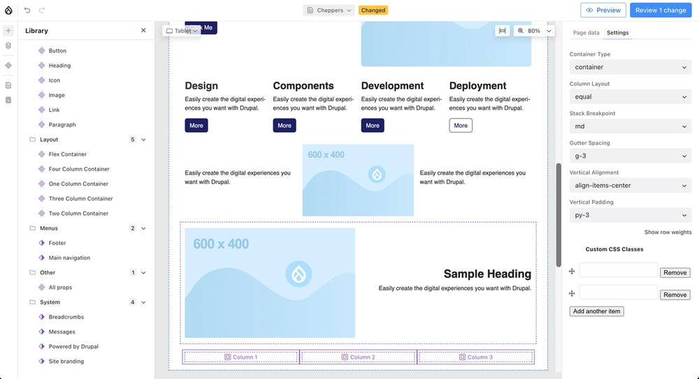 Canvas dashboard with Cheppers SDC