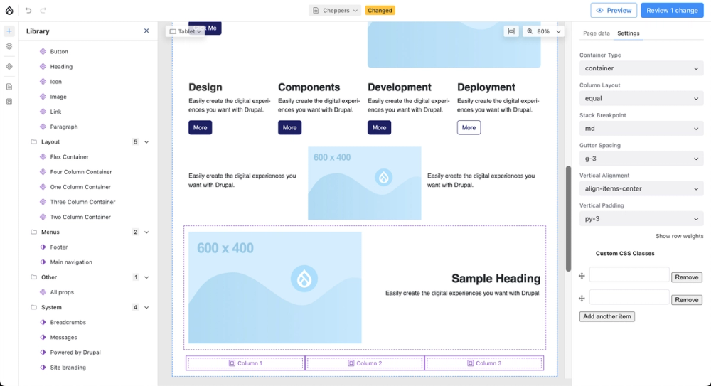 Canvas dashboard with Cheppers SDC