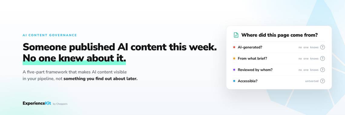 Someone published AI content this week and no one knew about it: without a governed pipeline, nothing records where a page came from.