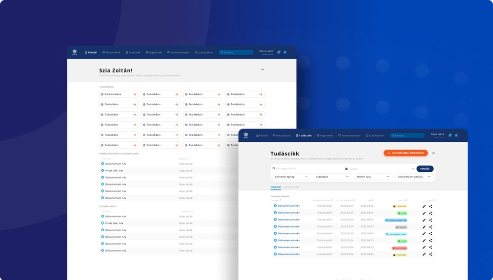 Snapshots from the website's UI