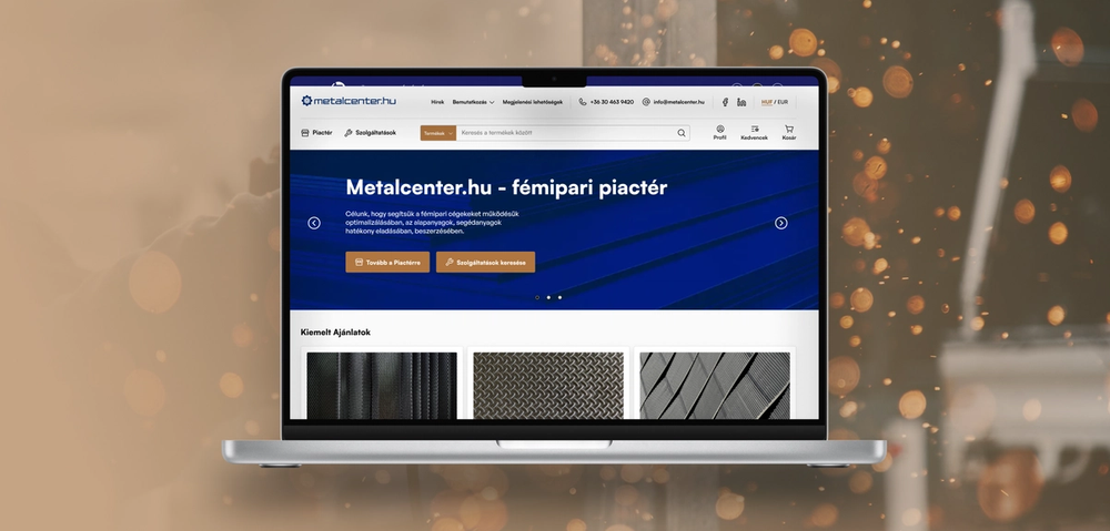 Metalcenter's website on a laptop
