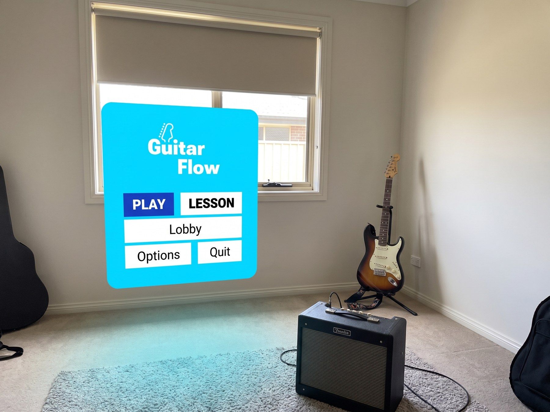The menu floating in the practice room