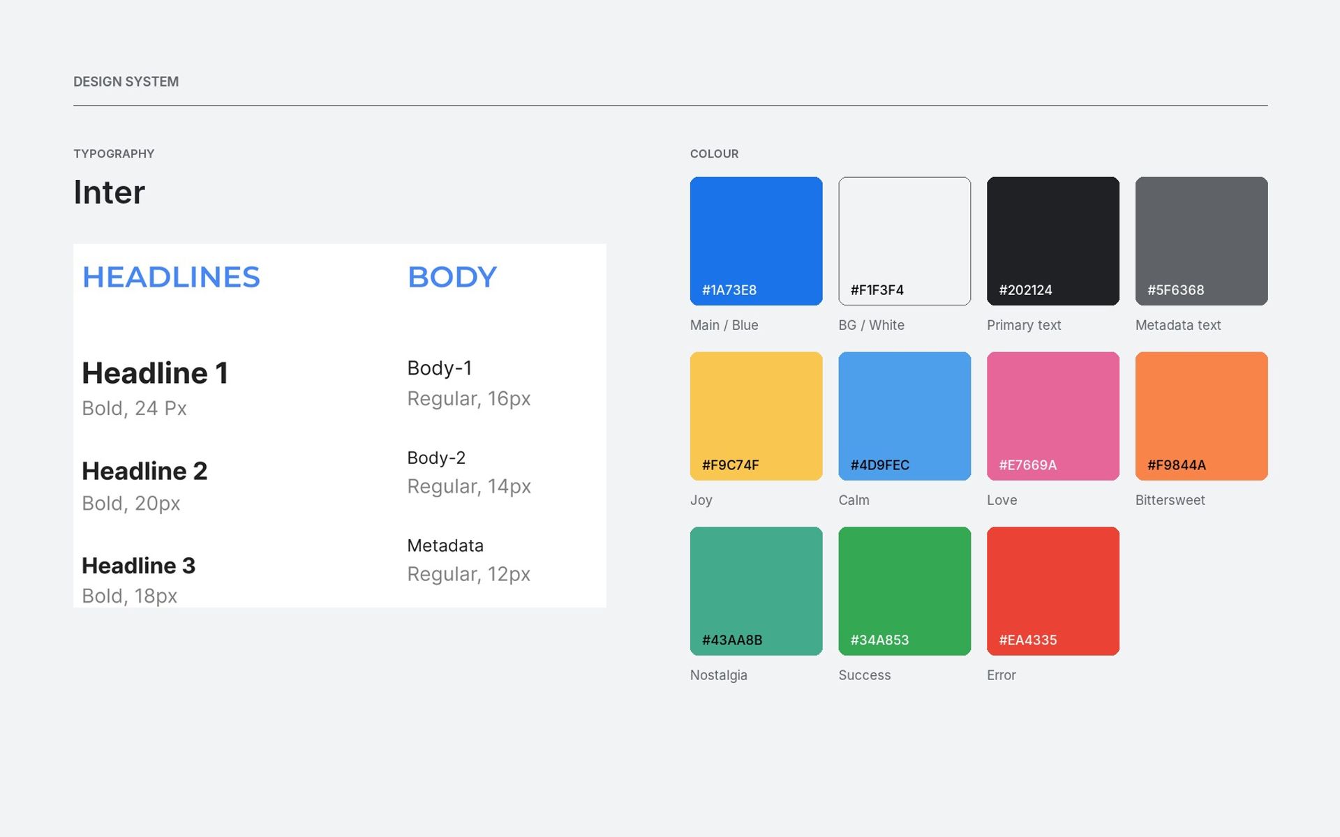 Type and colour tokens