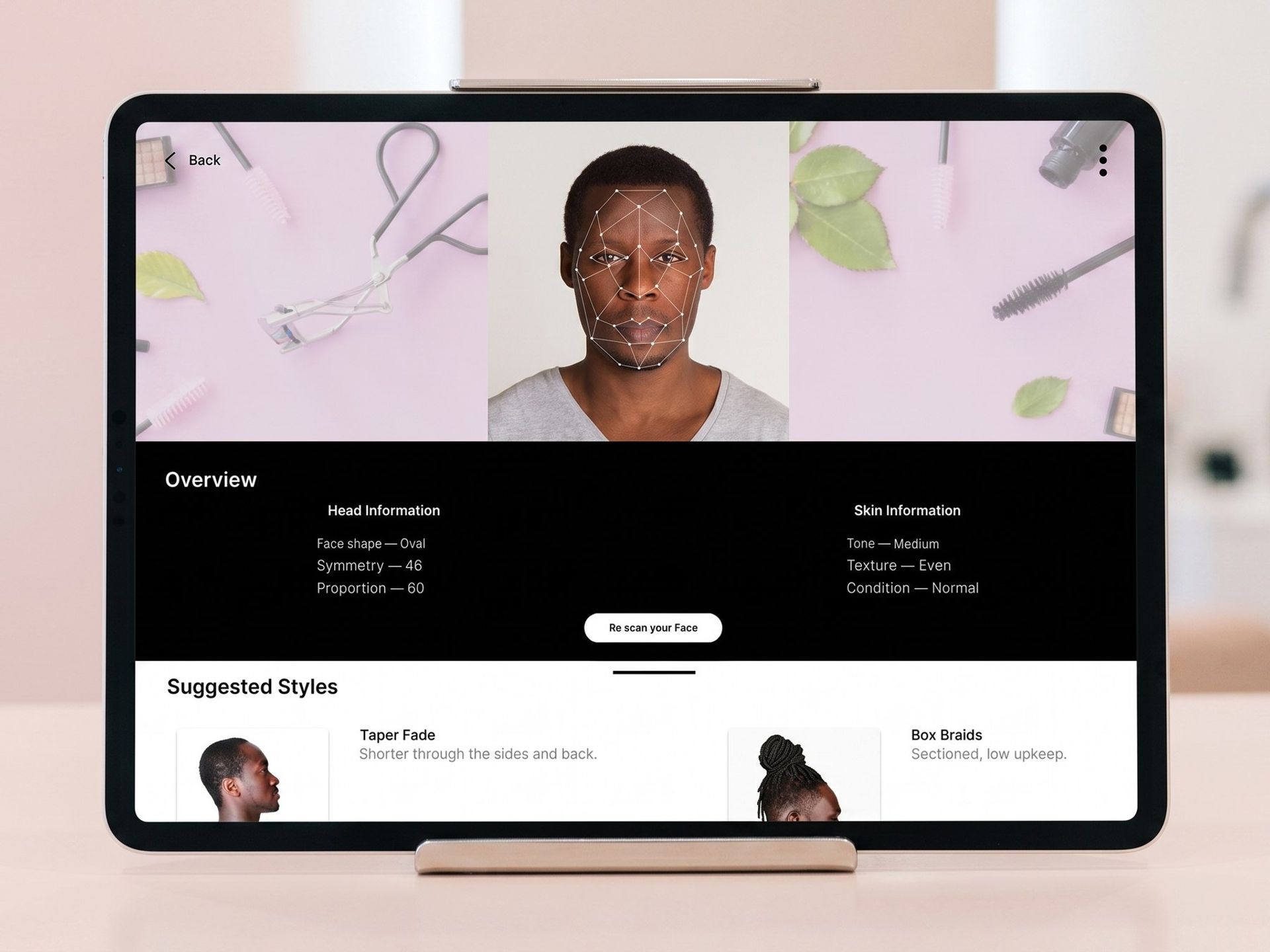 Face analysis returned as an overview
