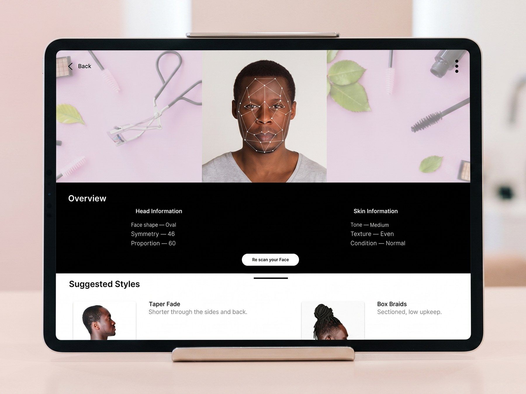 Face analysis returned as an overview
