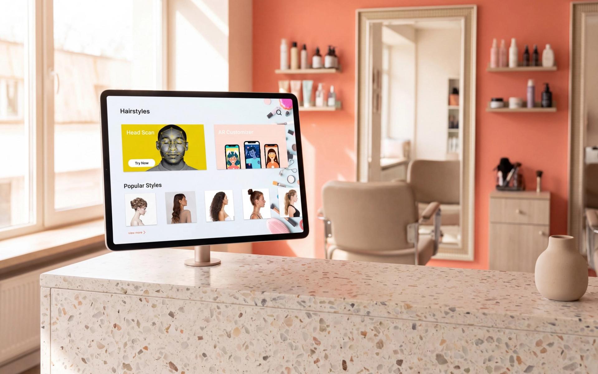 The kiosk on the salon counter