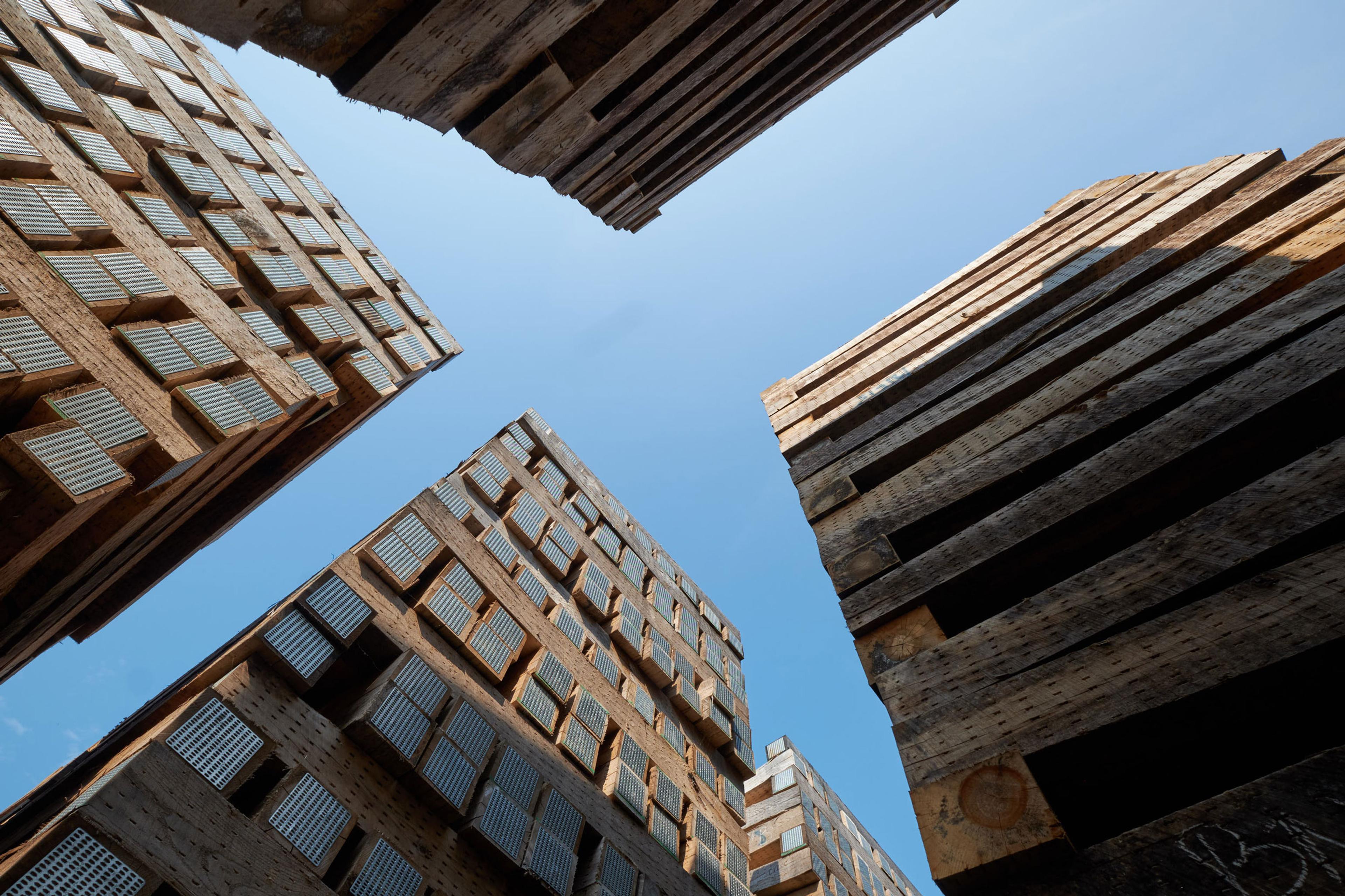 Koppers' wood stacked