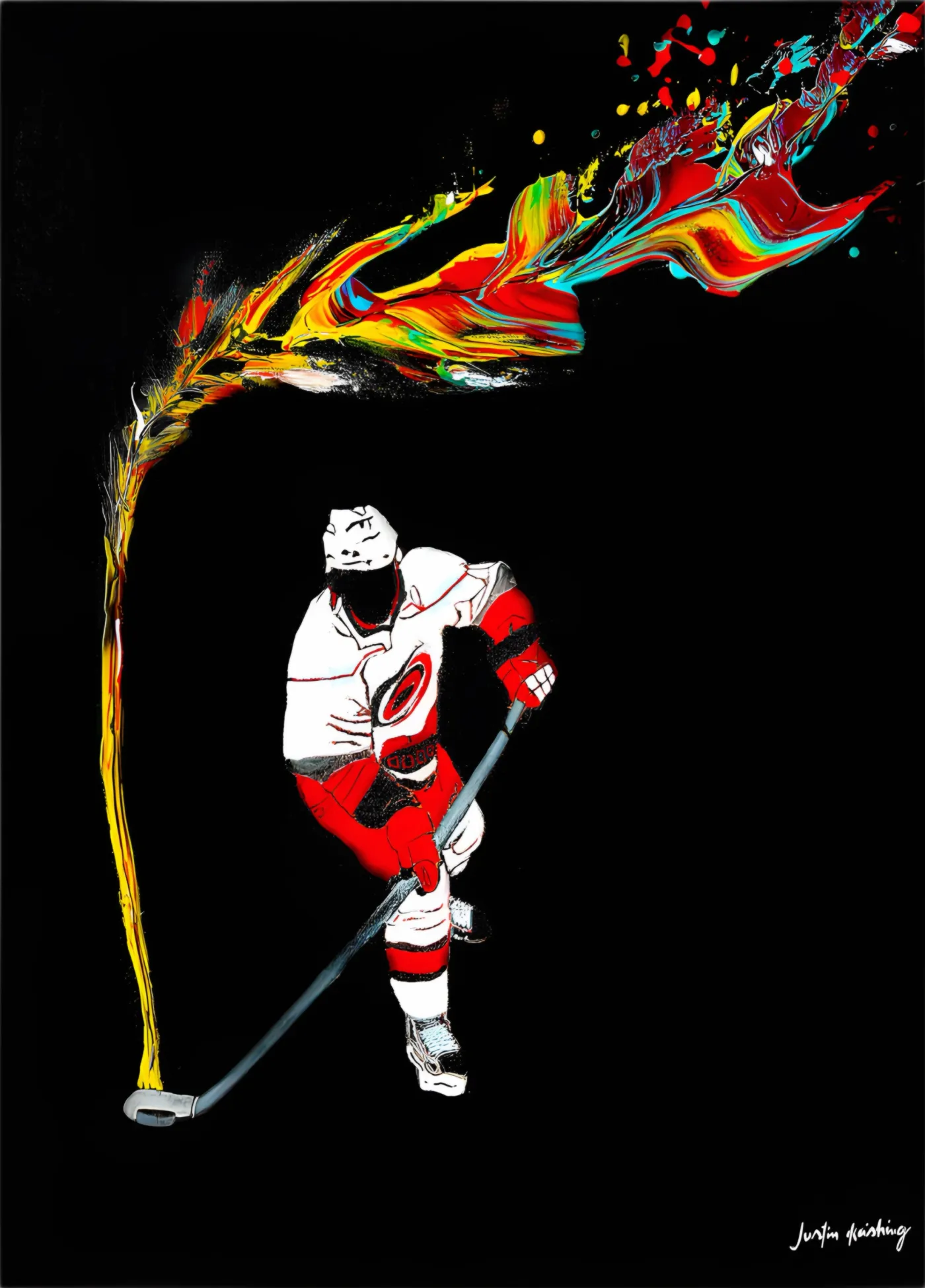 Fiery Hockey Shot