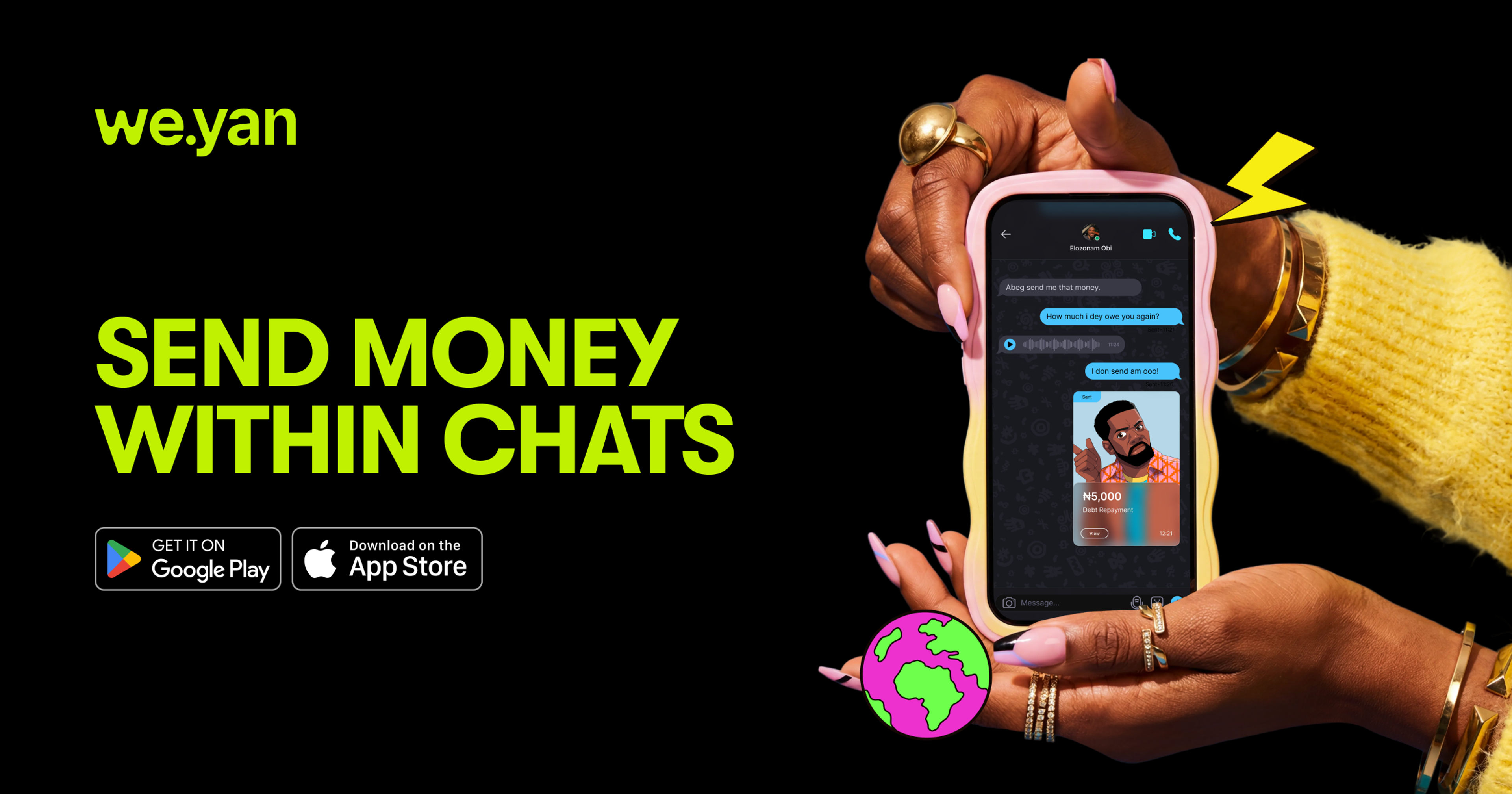 "send money within chats"