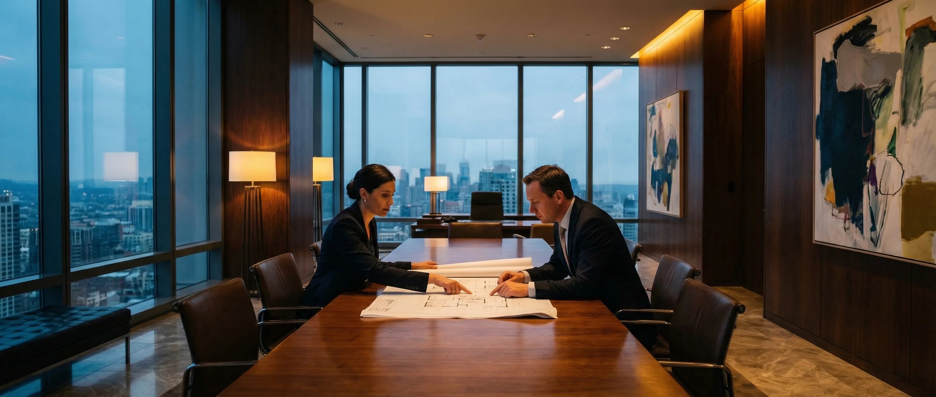 Kunstconsultant bespreekt behoefteanalyse met klant