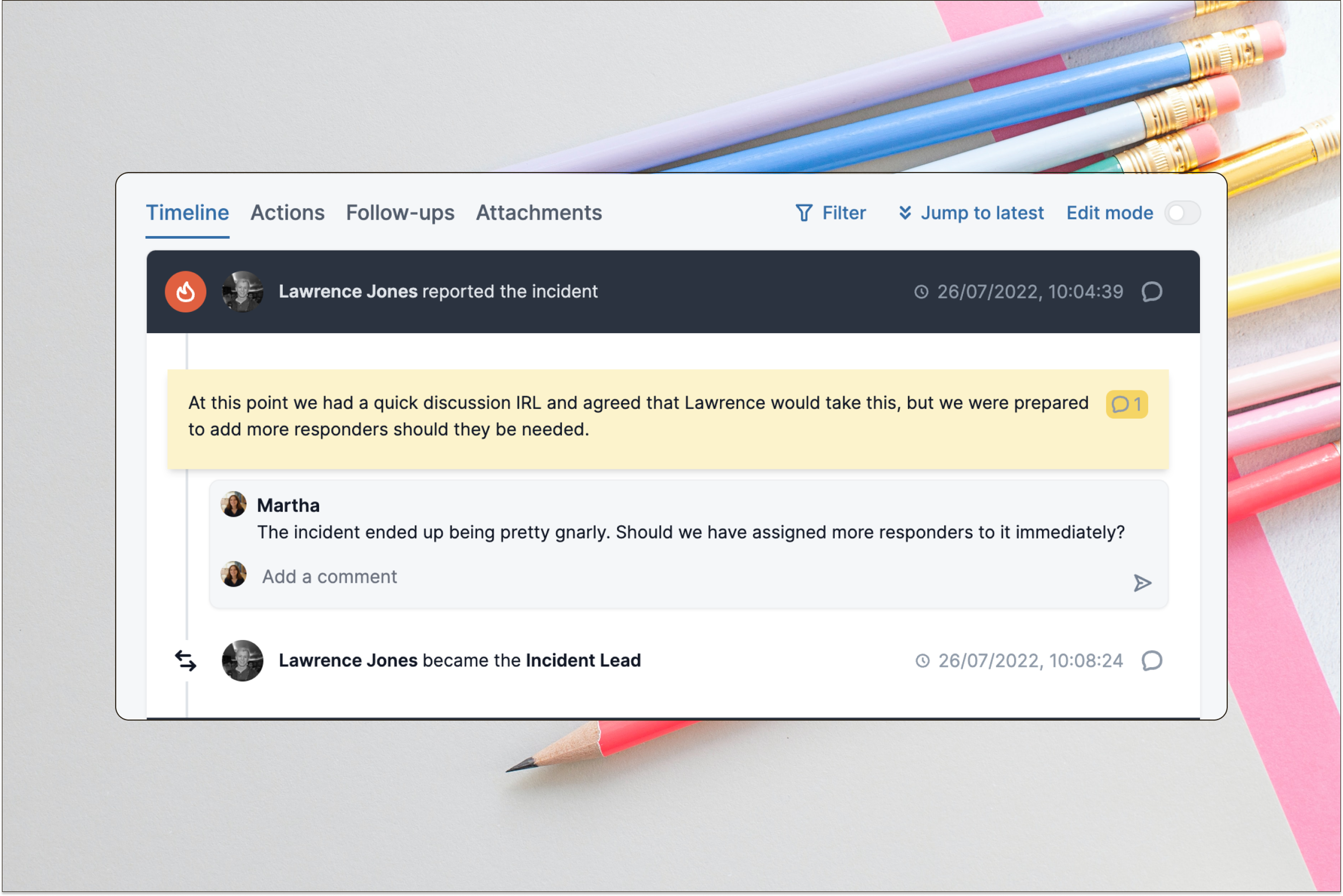 Tell the story of your incident with timeline curation