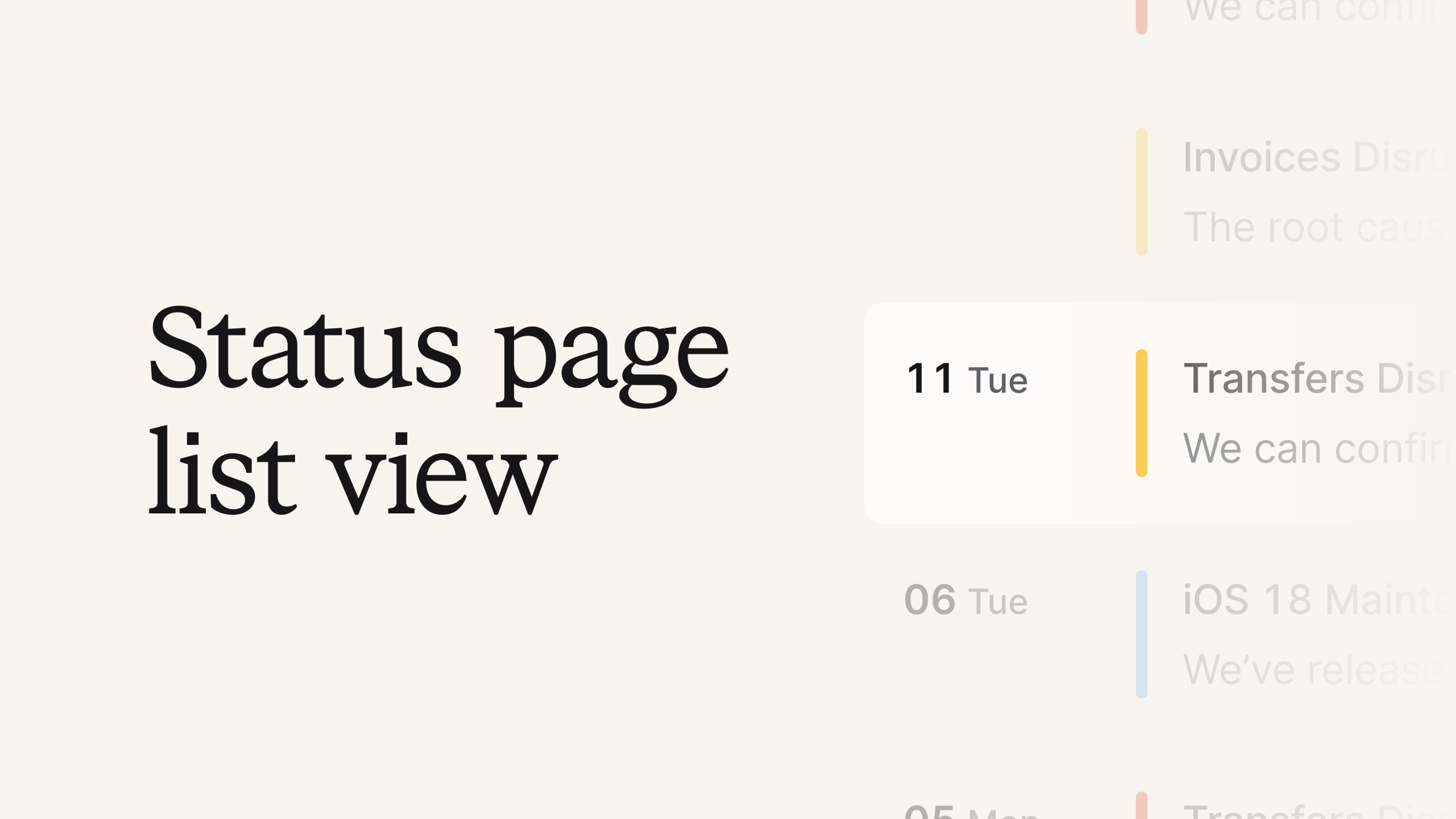 Status page list view