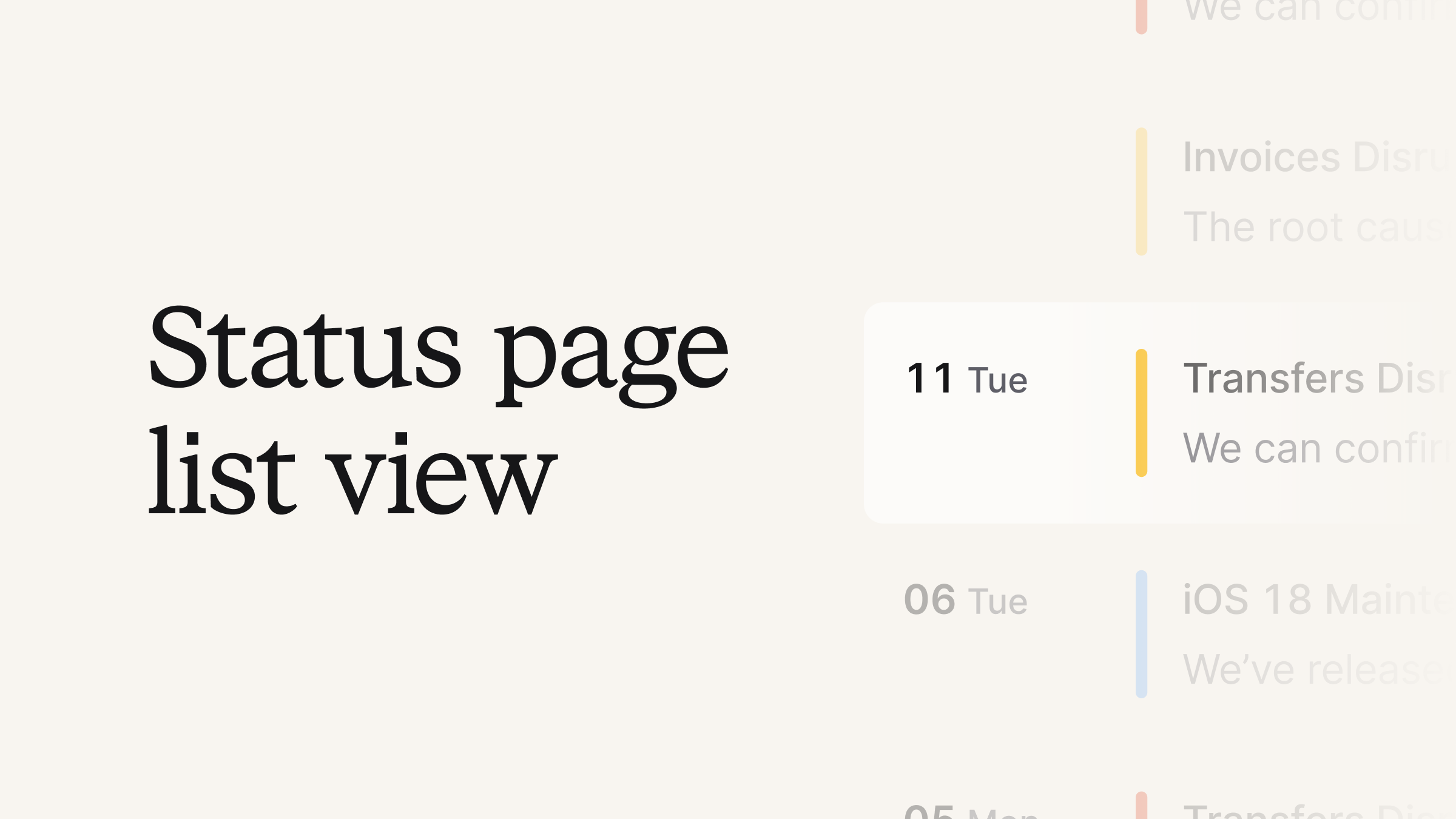 Status page list view