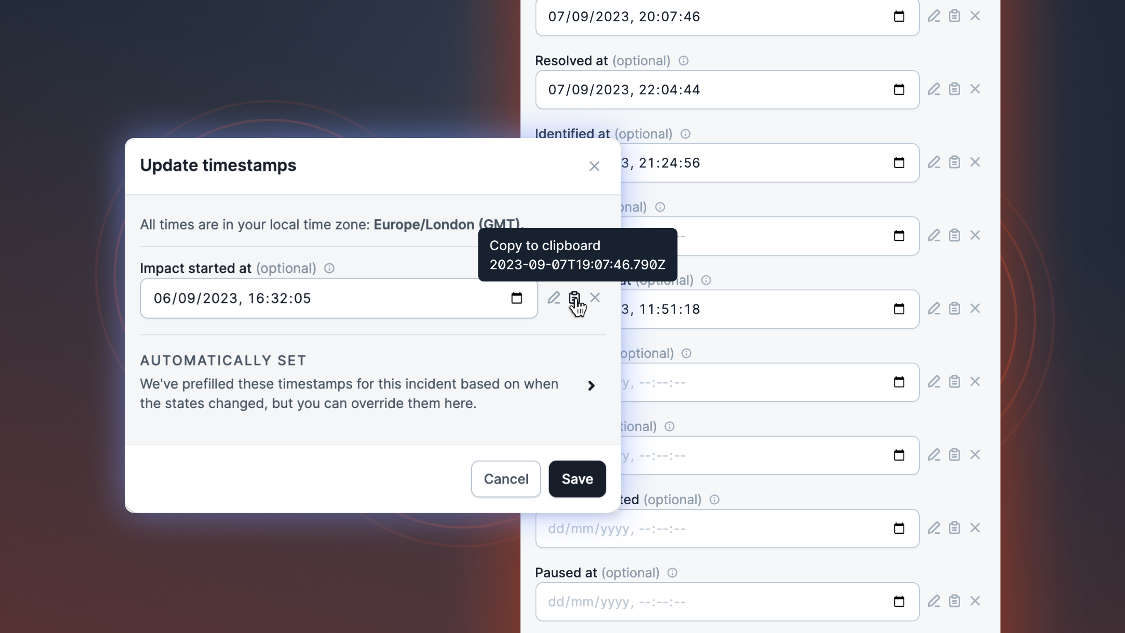 Timestamp form overhaul