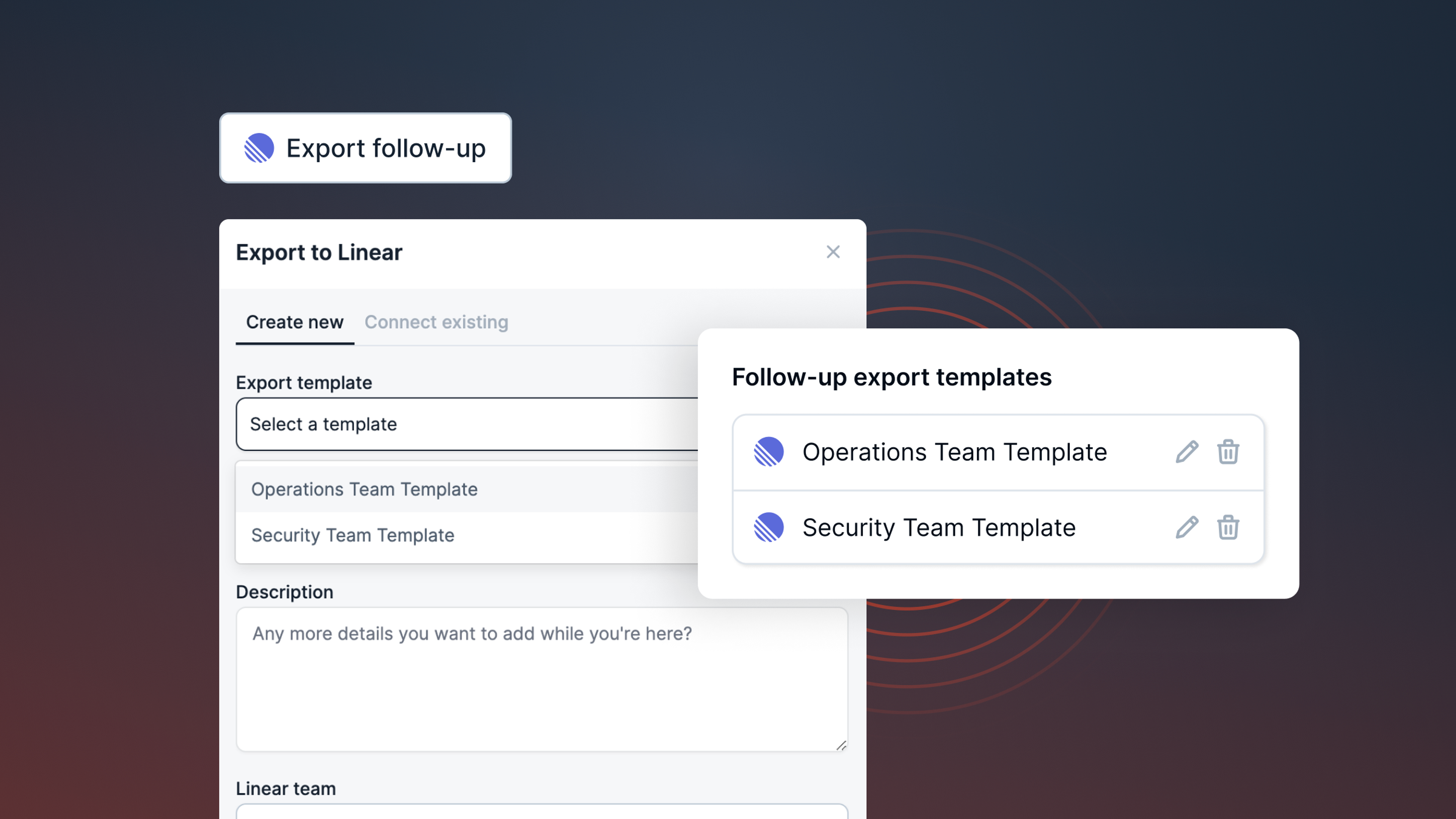 Follow-up export templates