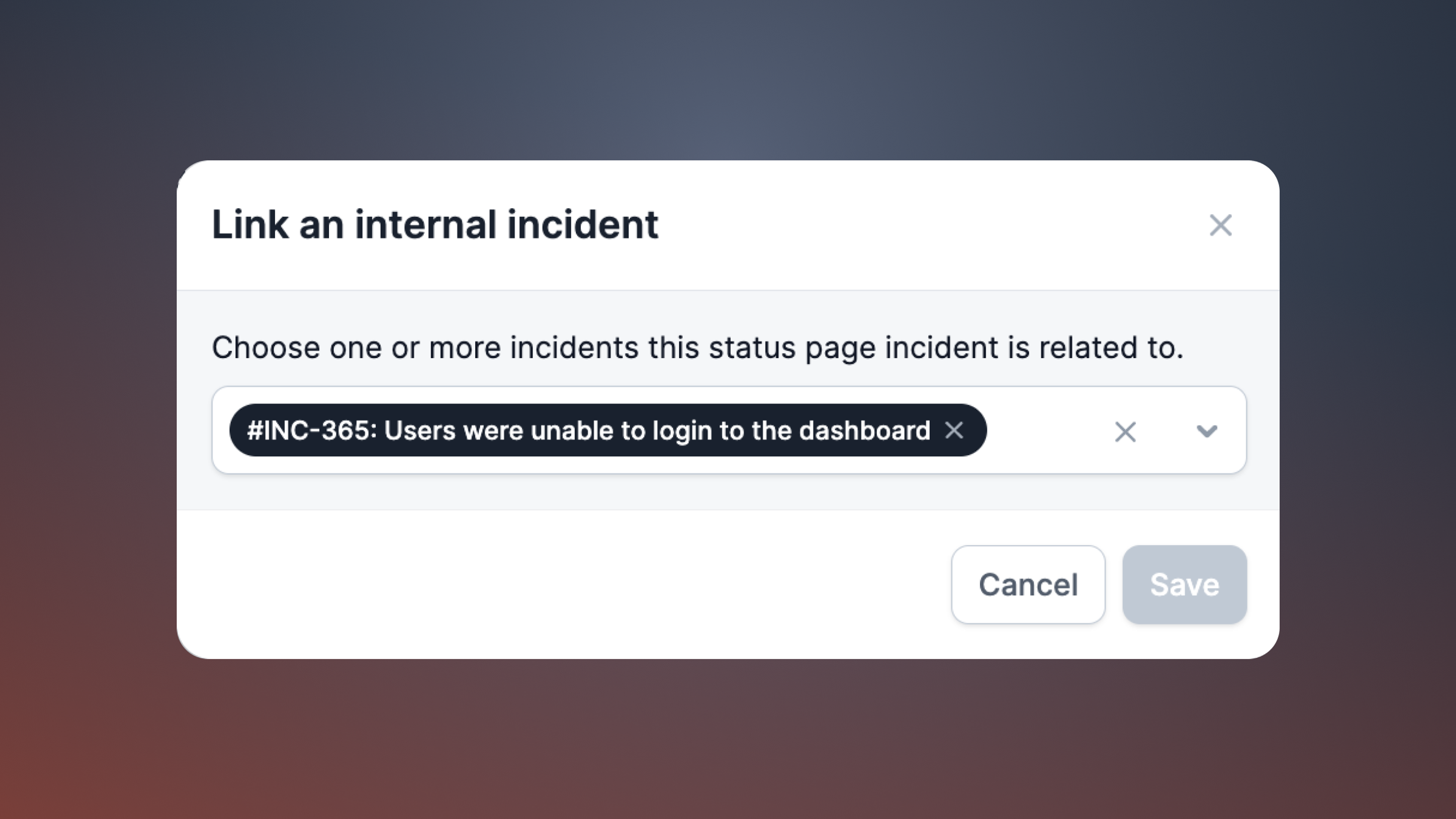 Linking Internal and Status Page Incidents