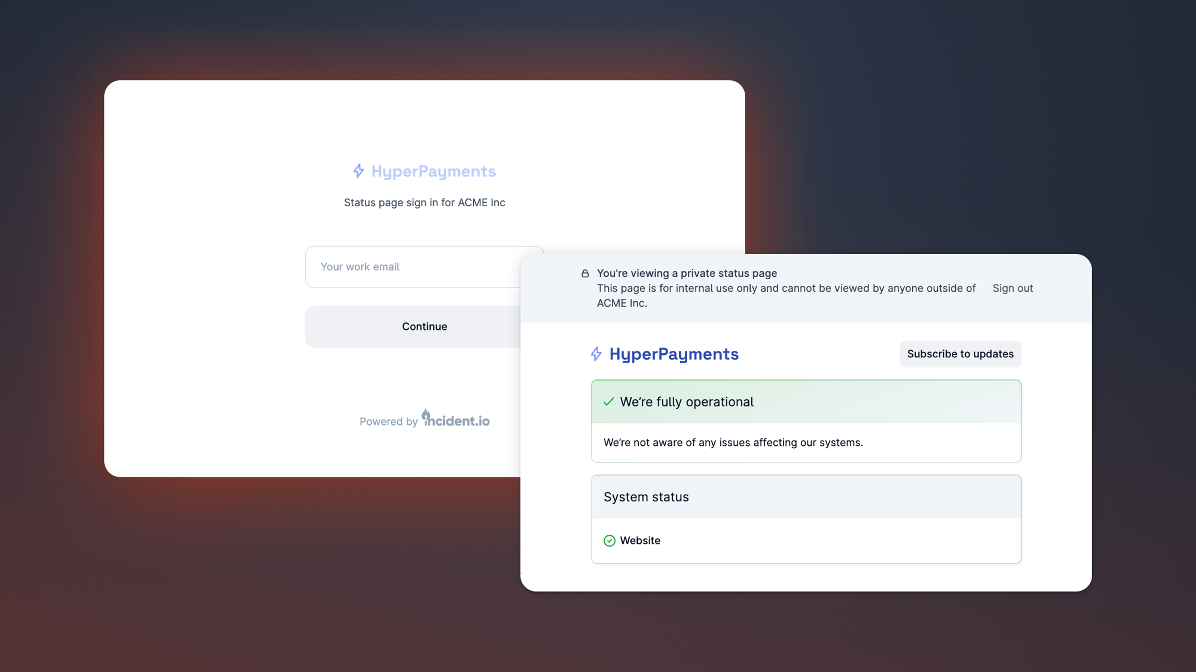 Customer status pages