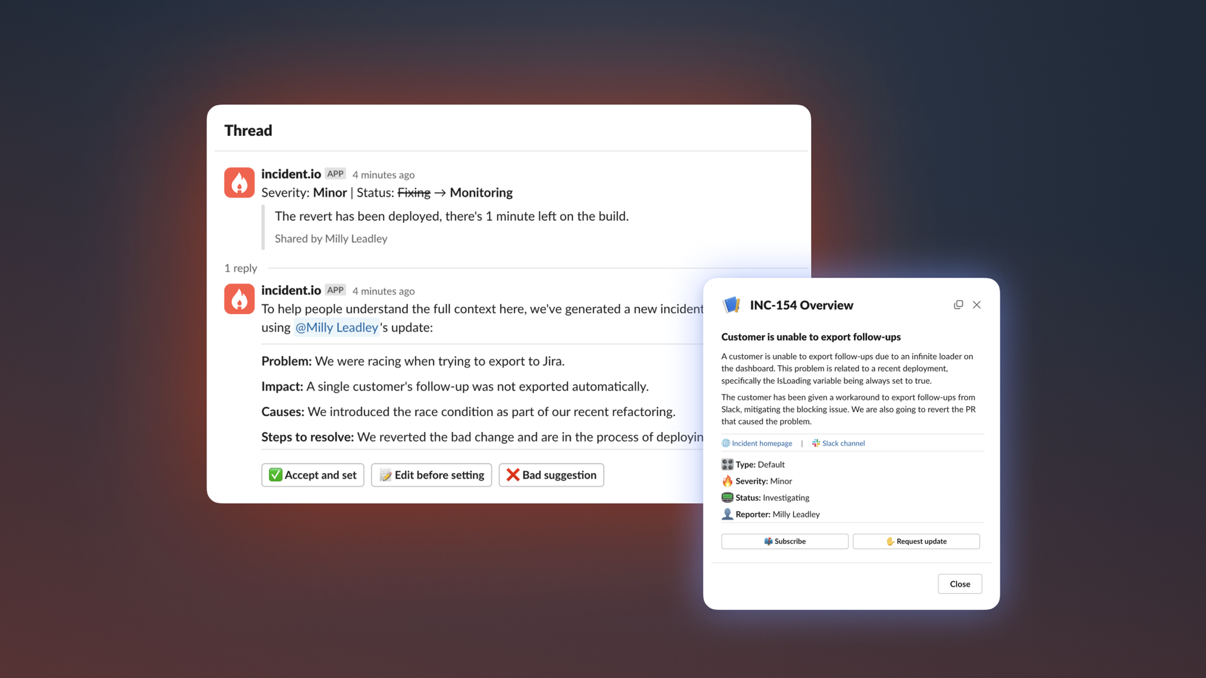 Incident summaries with AI