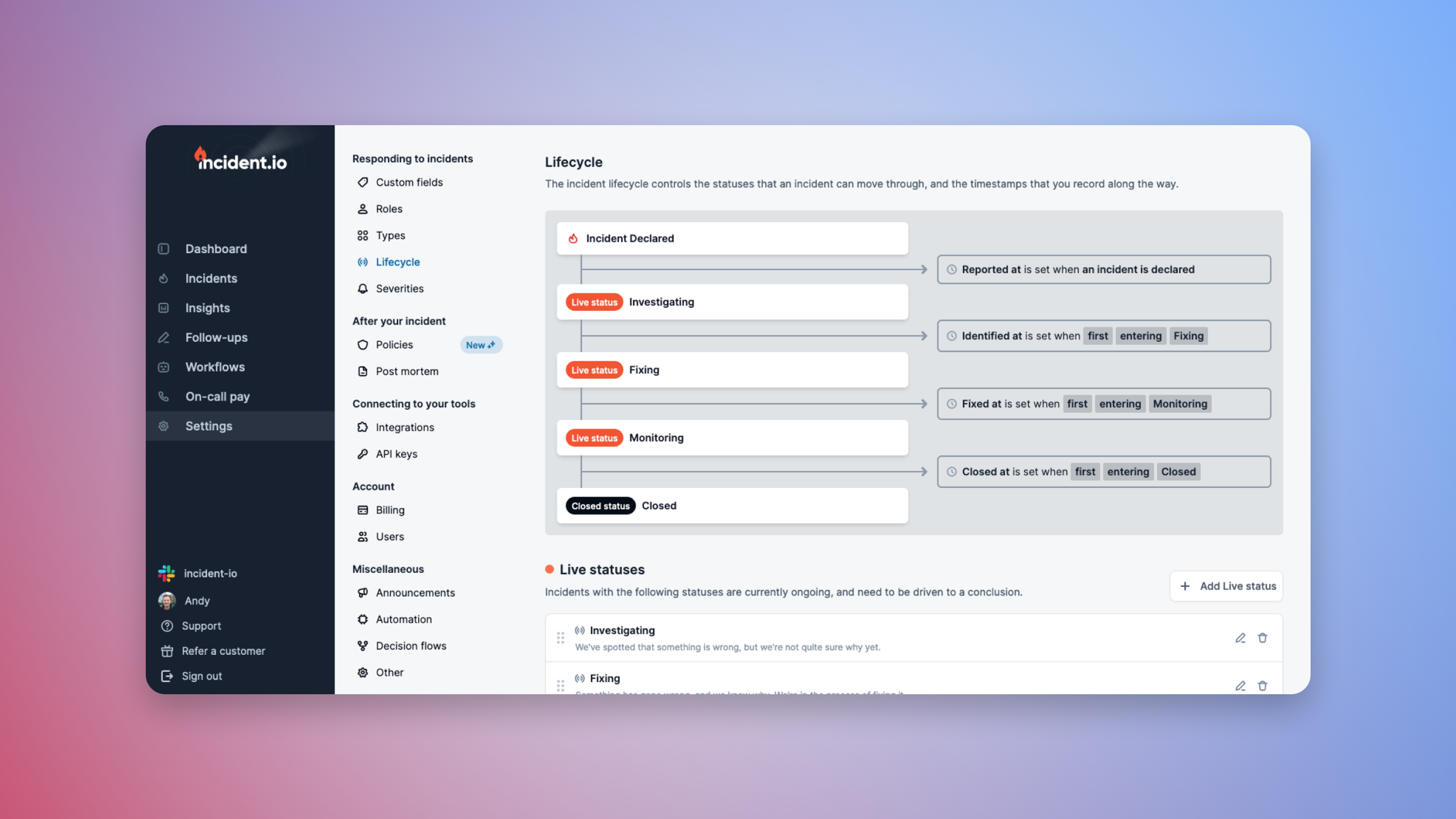 Customising your Incident Lifecycle with Custom Statuses