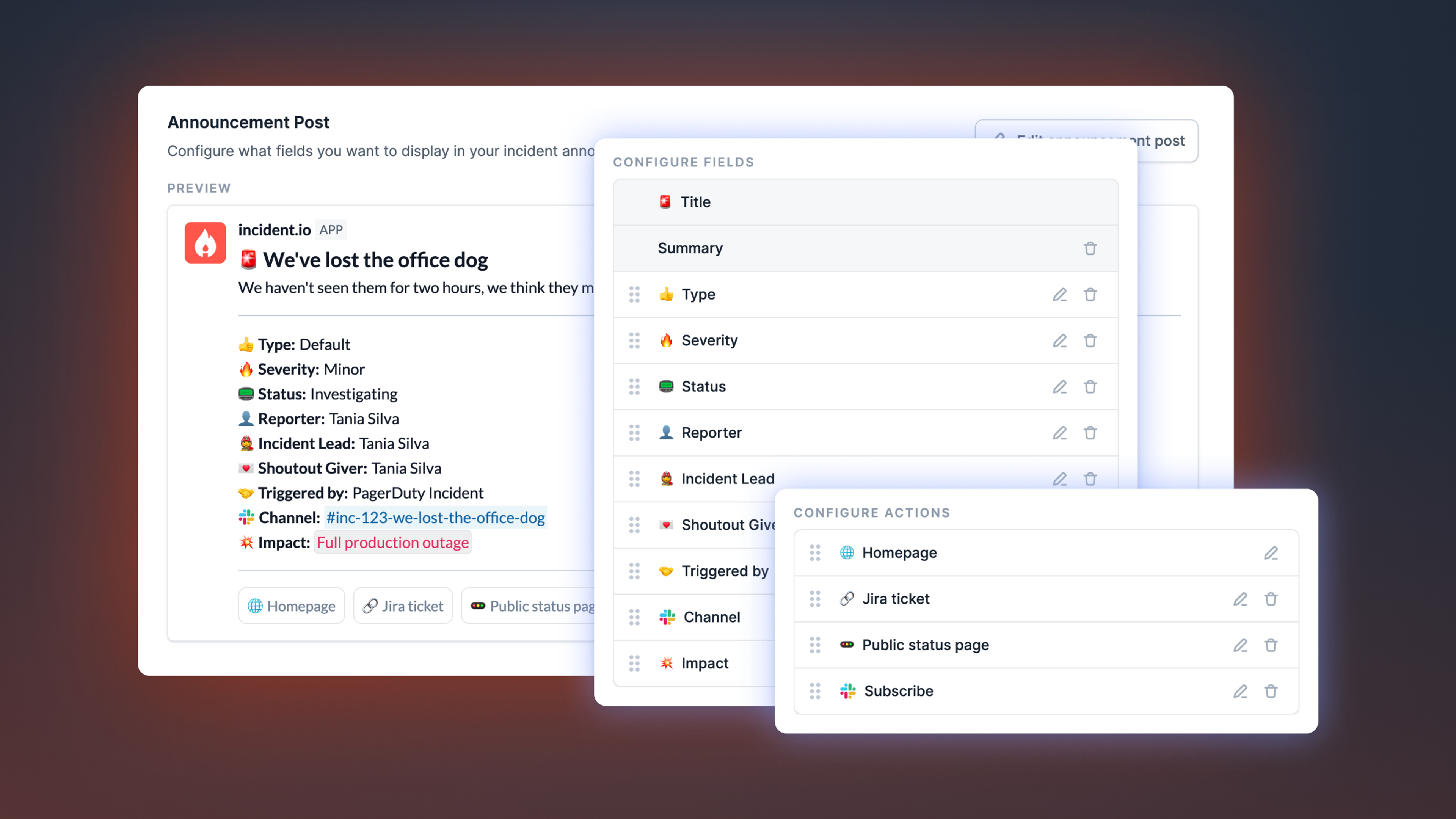 Configurable announcements