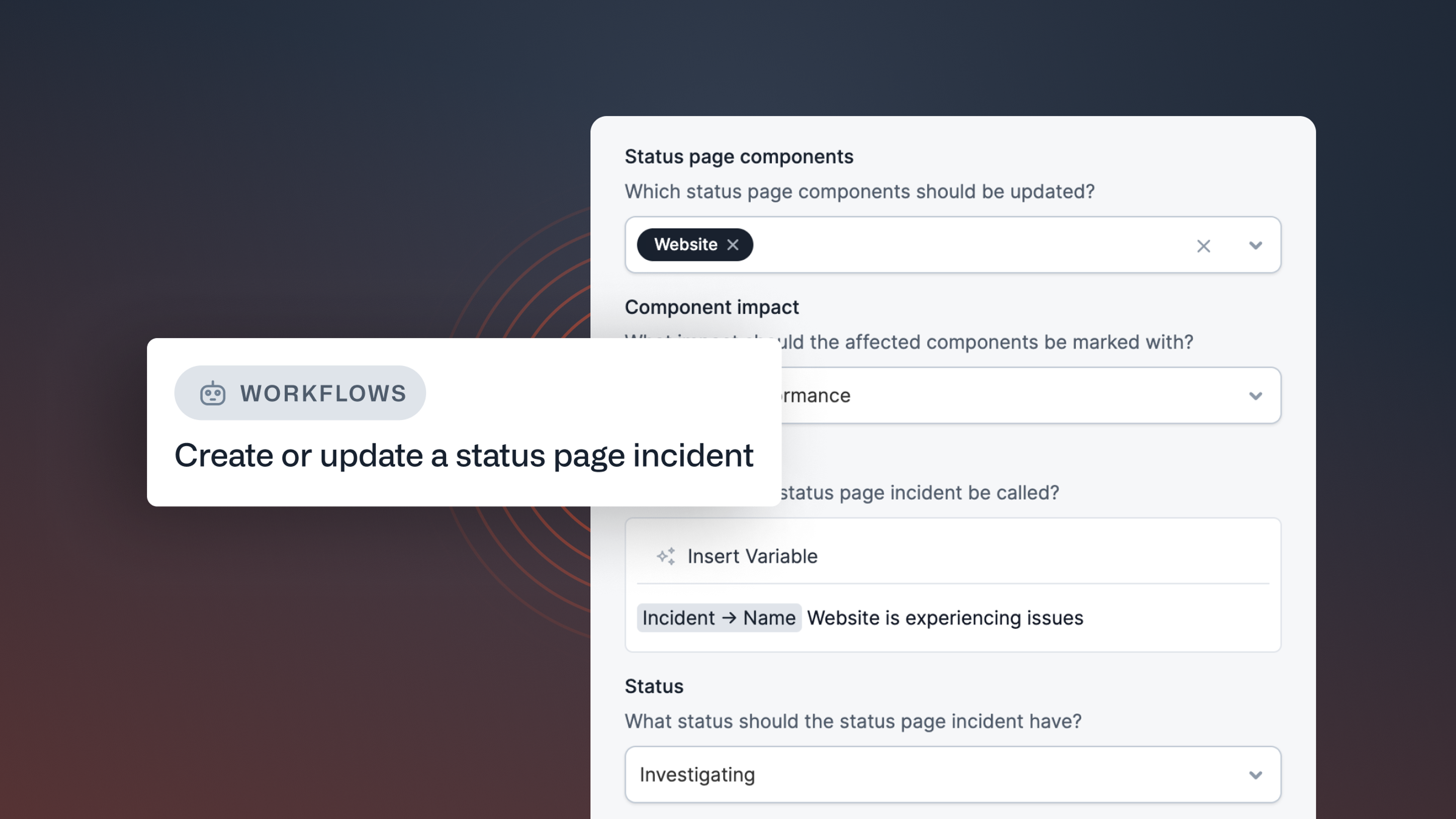 Automated status page incidents