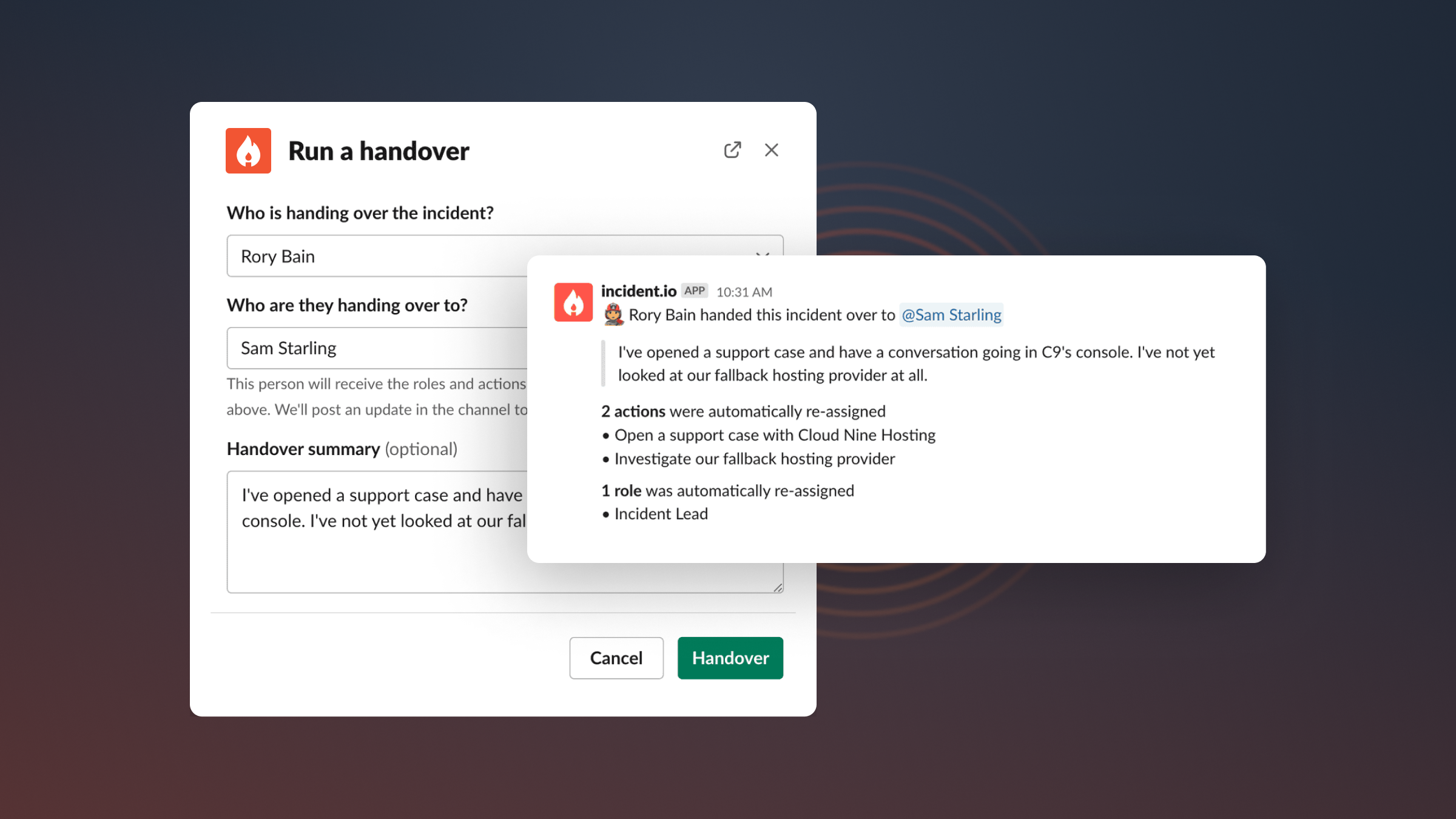 Incident handovers and dashboard improvements