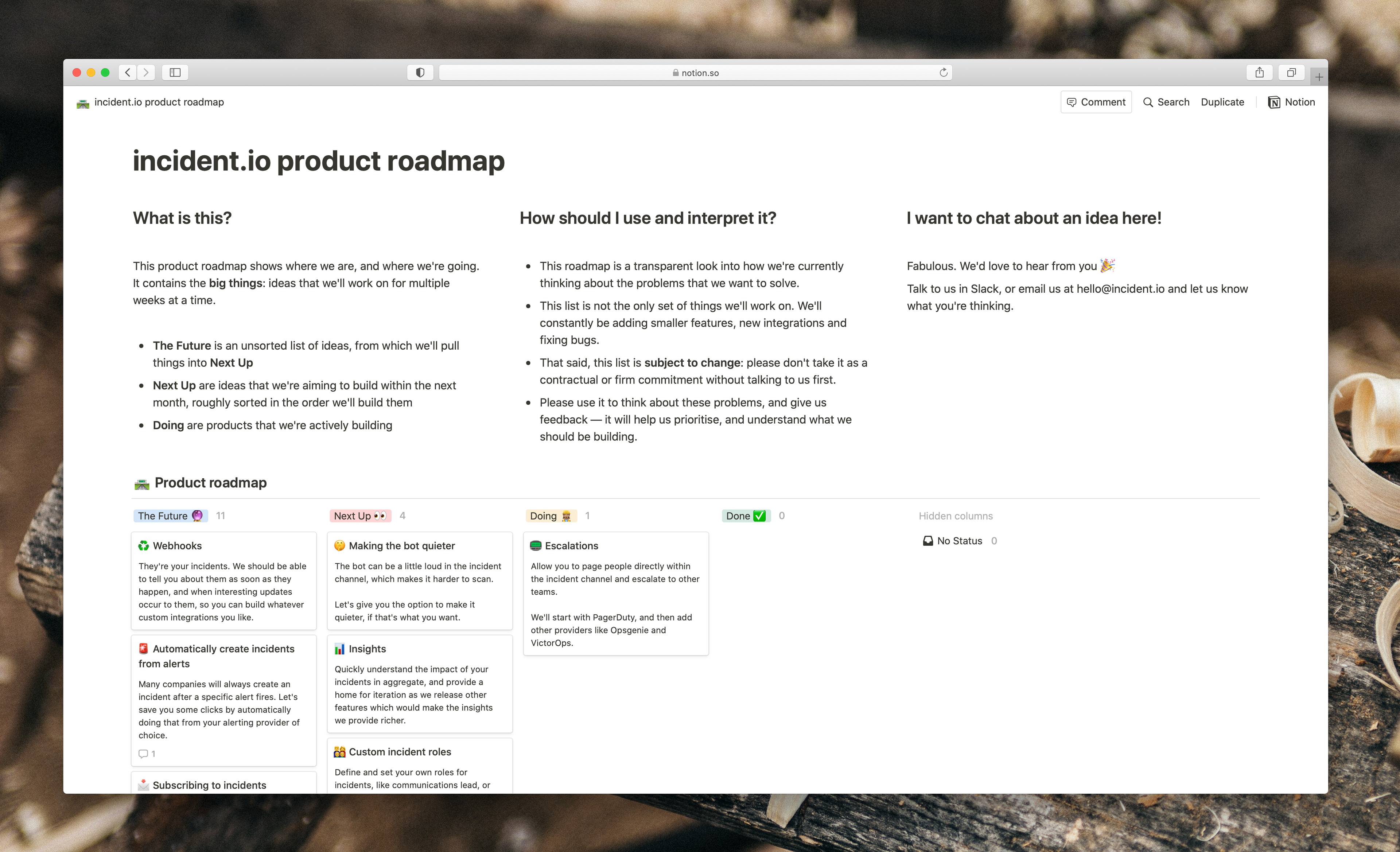 Life on the open roadmap