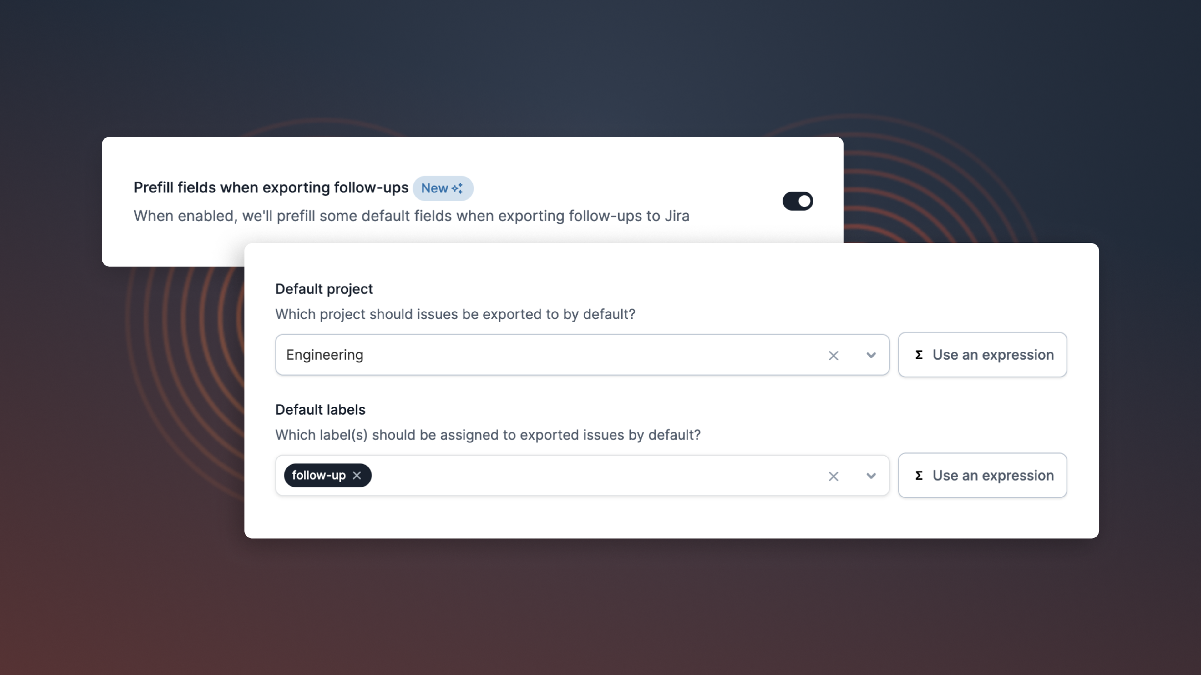 Set default Jira projects and labels for follow-ups
