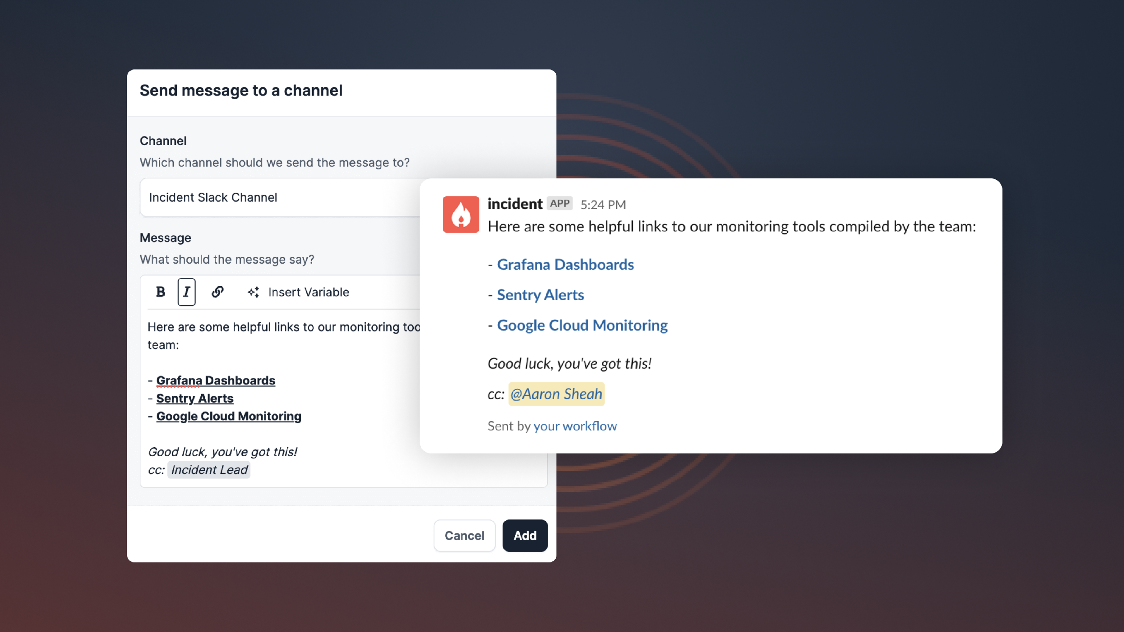 New text editor for Slack message Workflow steps