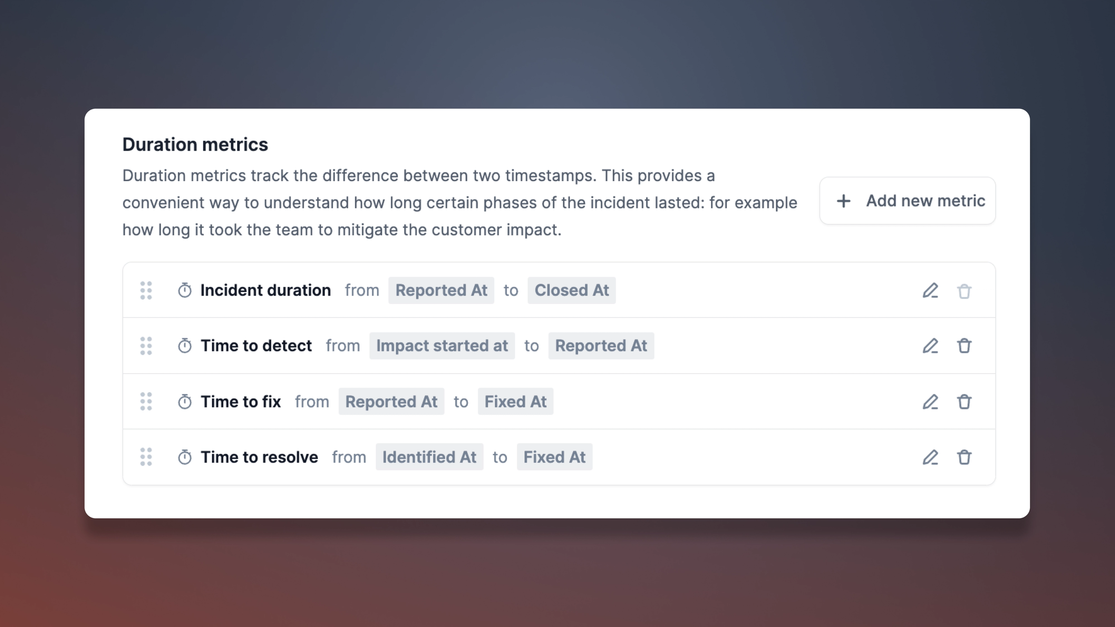 Track duration metrics to keep on top of your incidents