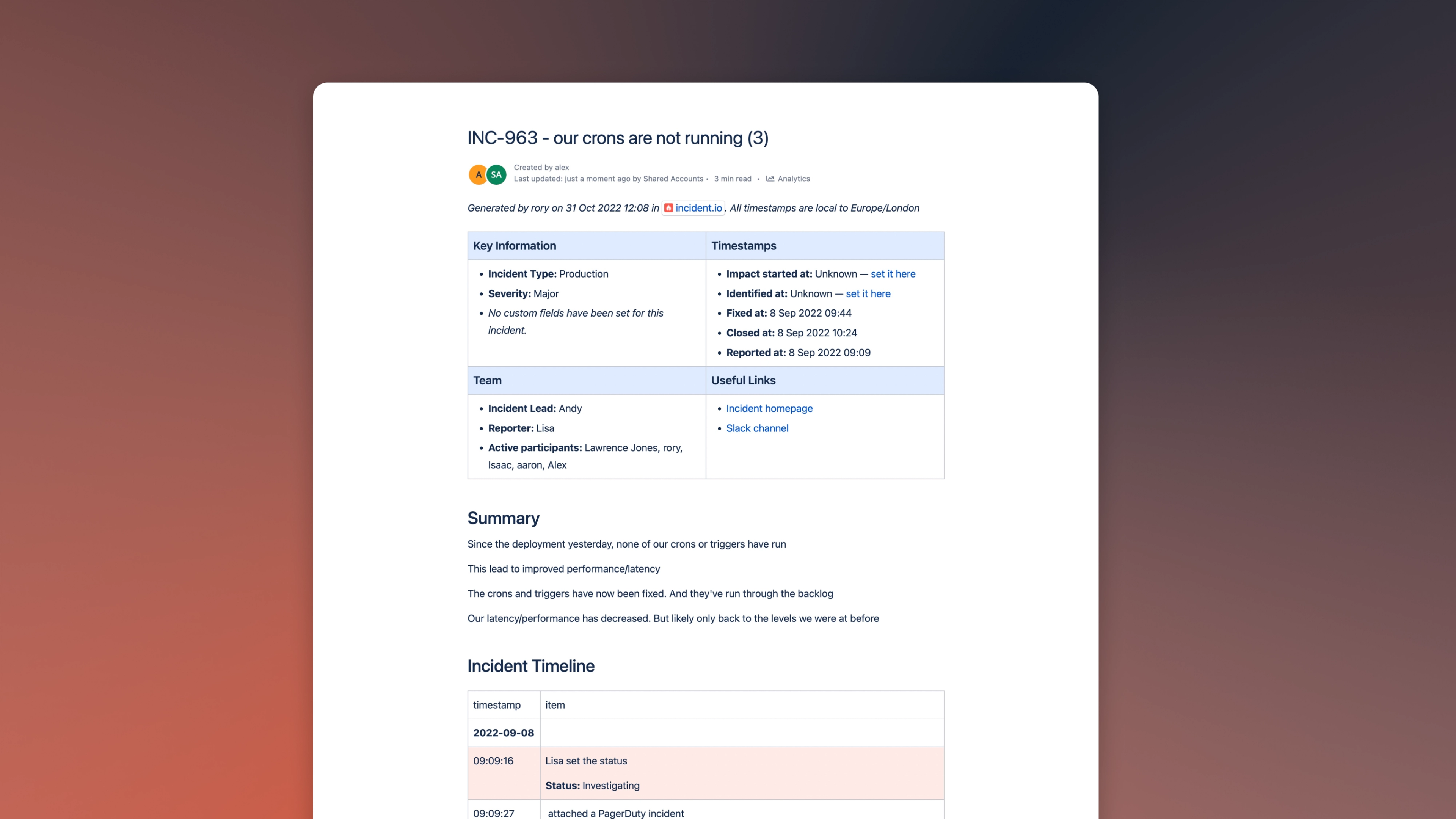 A new homepage for the dashboard and improved post-mortem exports