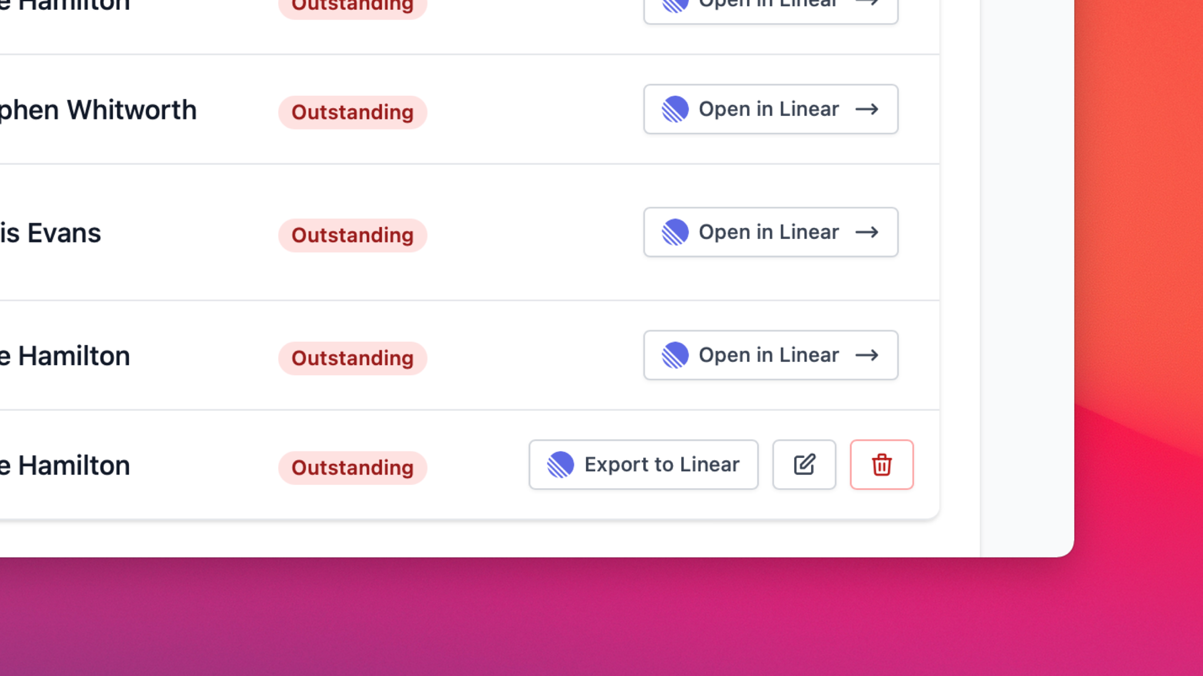 Export to Linear