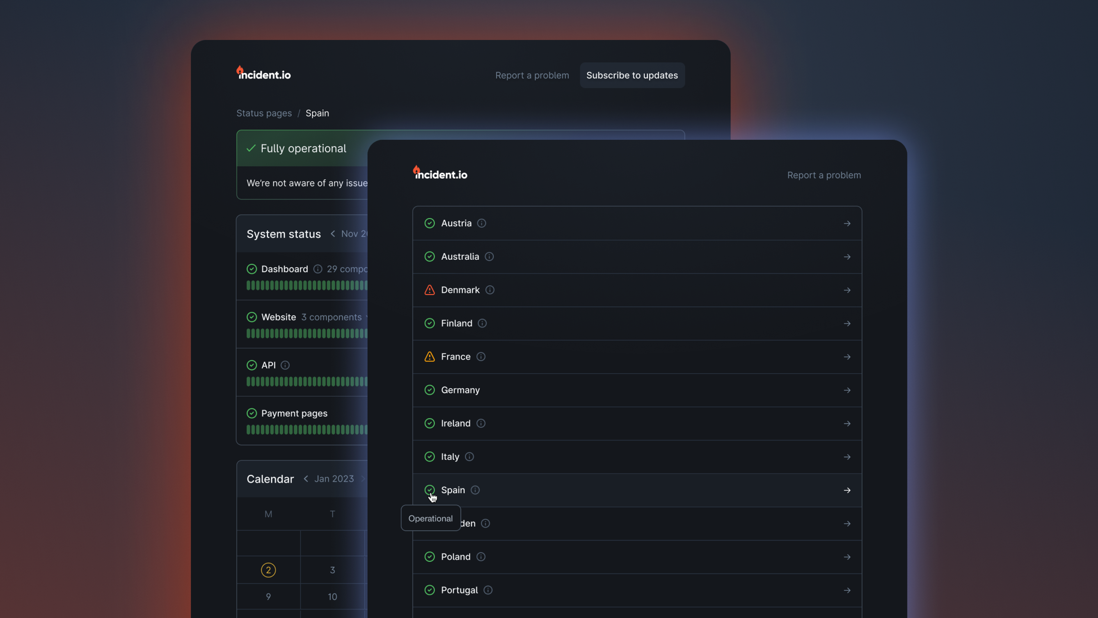 Introducing status page sub-pages