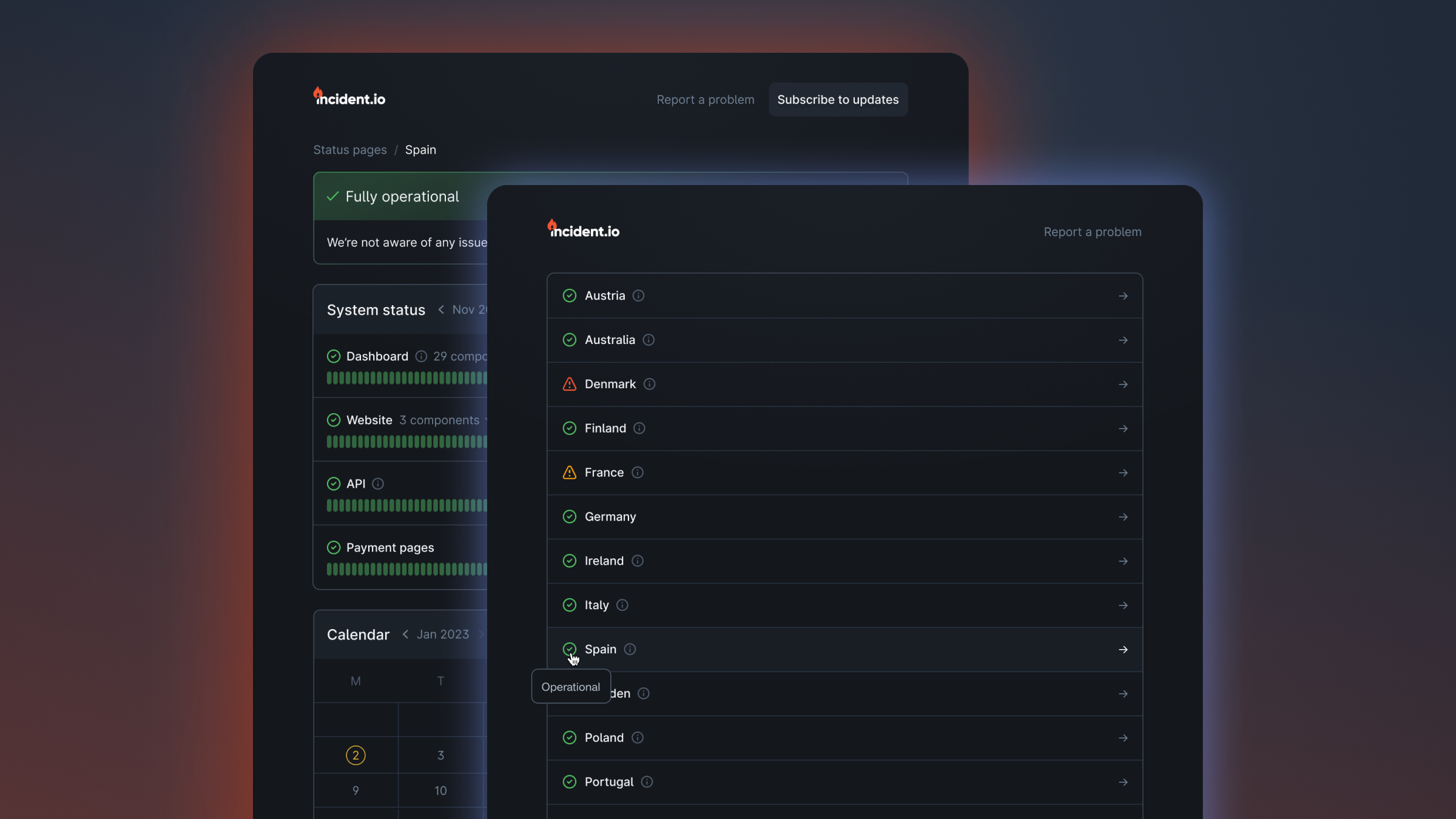 Introducing status page sub-pages