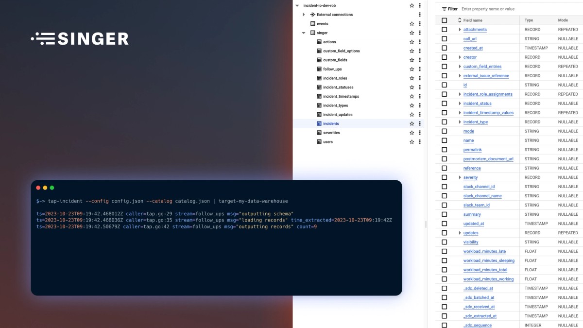 Export incident data using our Singer tap