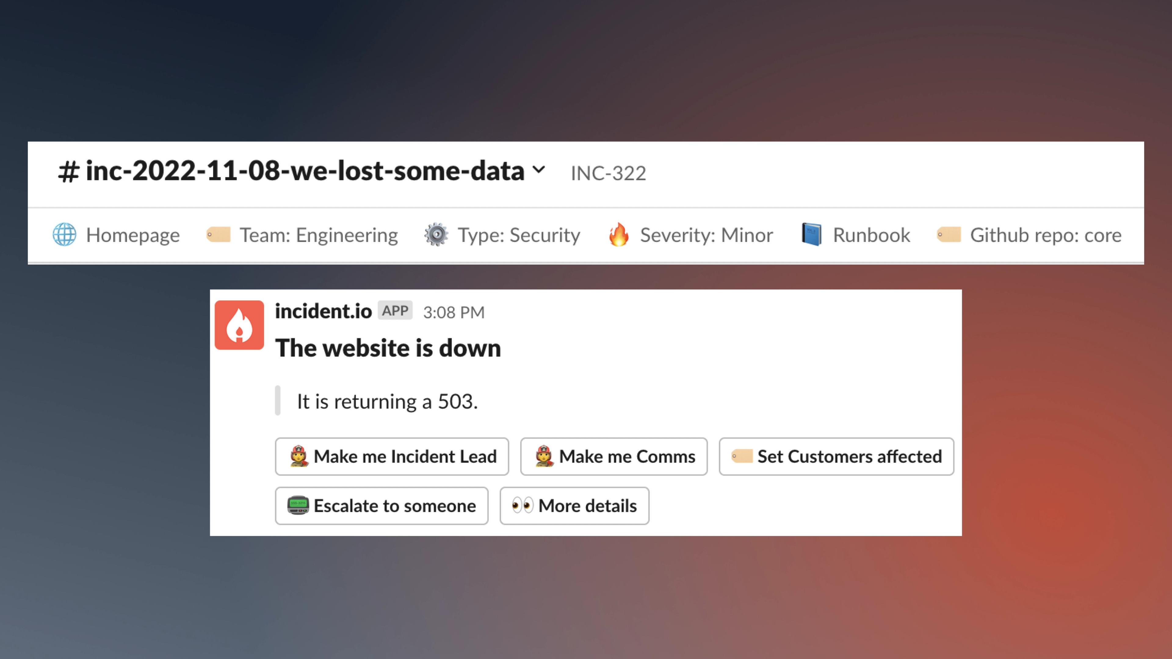 Customise your incident channel