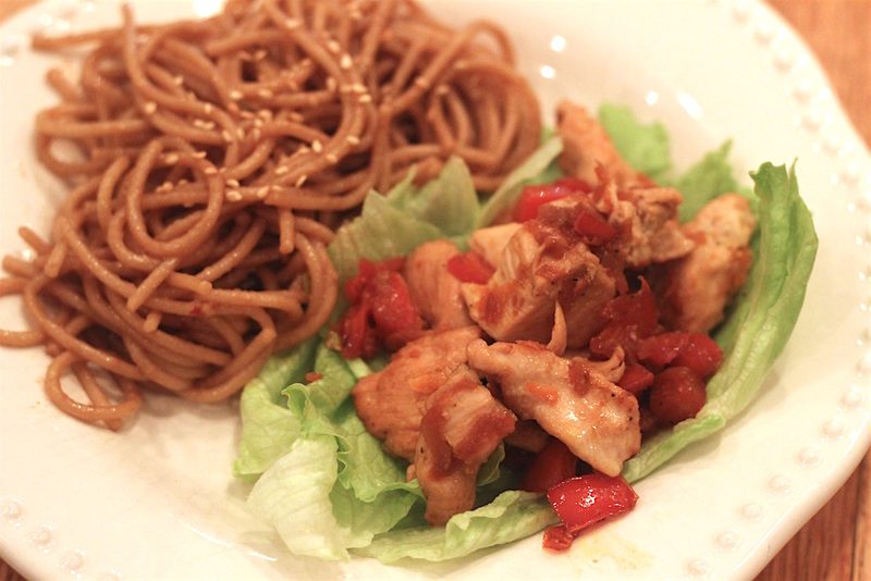 Chicken Lettuce Wraps & Peanut Sesame Noodles
