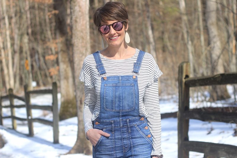 Stripes + Ruffles + Overalls