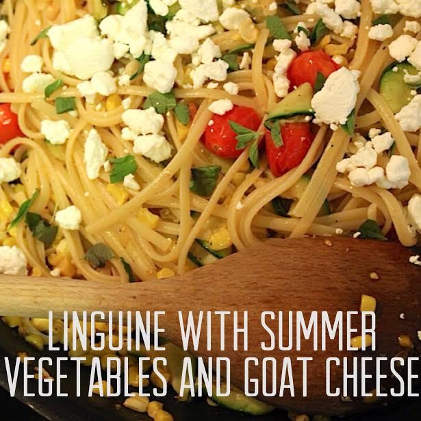 Linguine with Summer Veggies and Goat Cheese