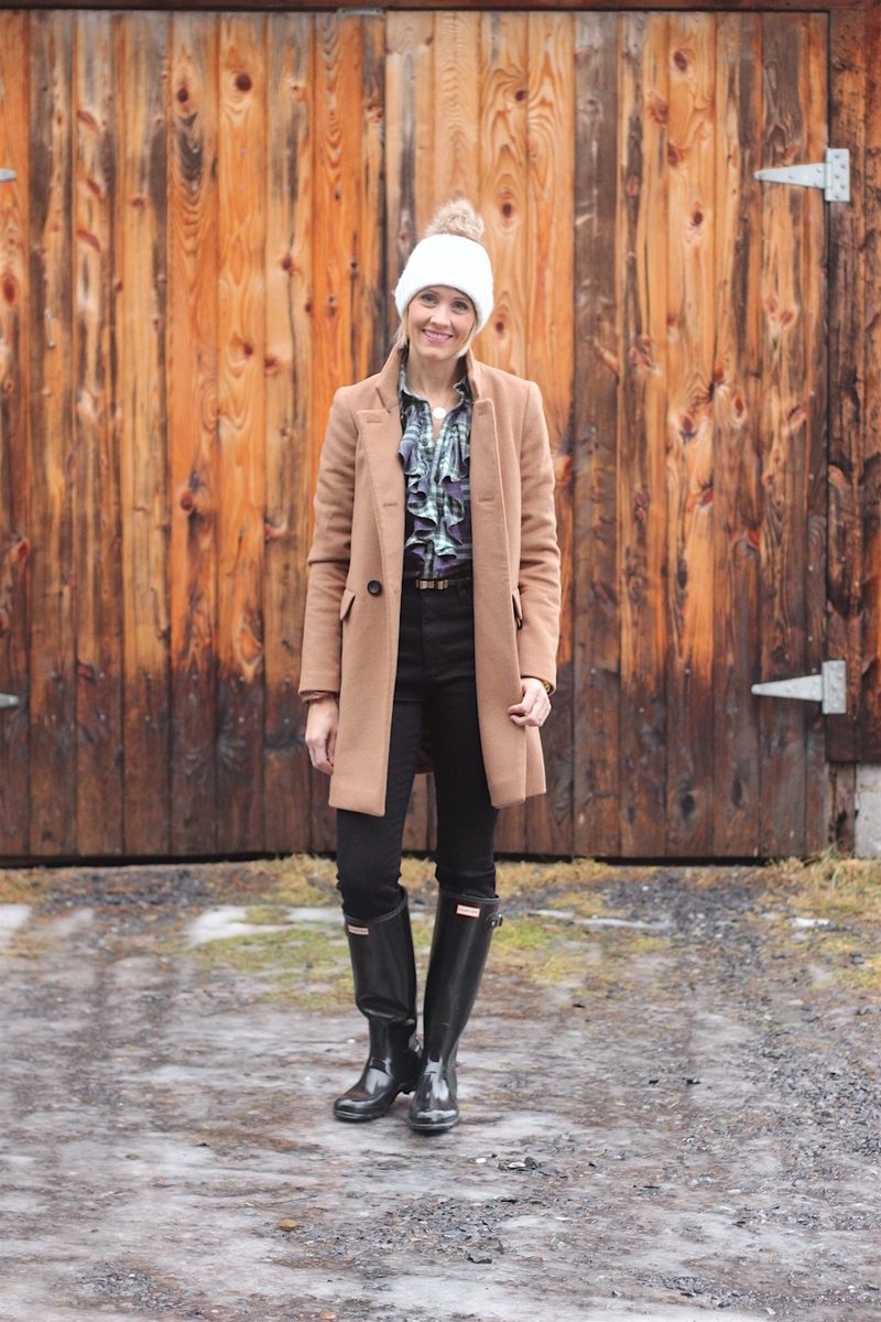 Pom Pom Hat + Camel Coat