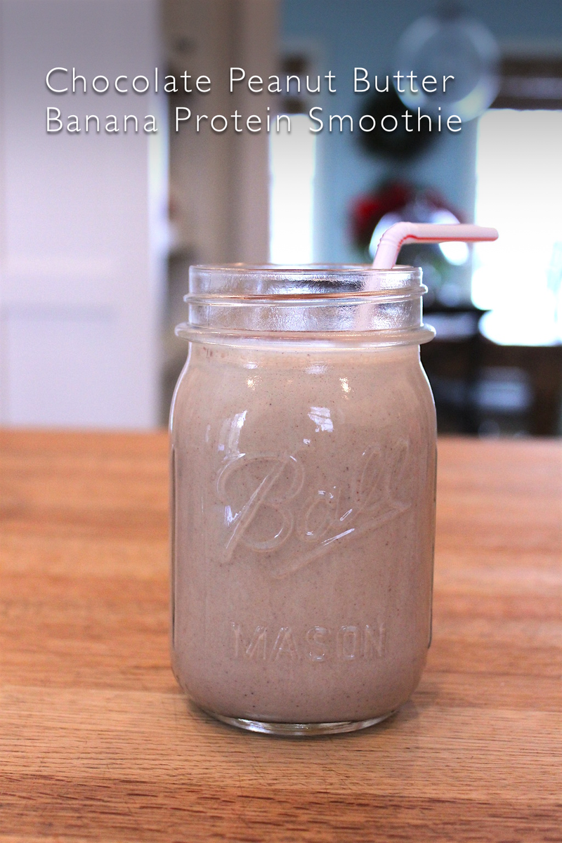 Chocolate Peanut Butter Banana Protein Smoothie