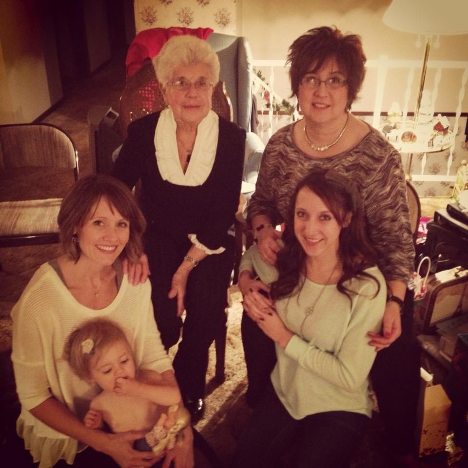Marisa with her grandmother, mother, sister and daughter at Christmas