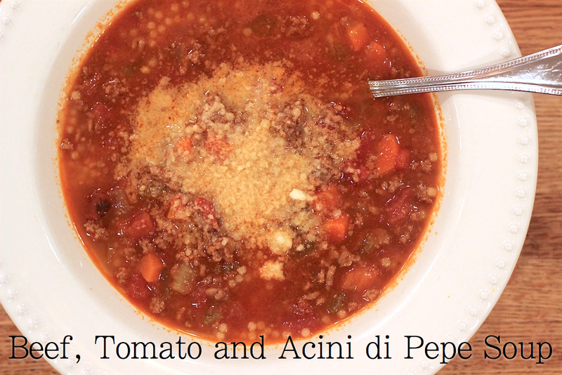 Beef, Tomato and Acini di Pepe Soup